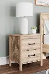 Battelle Light Oak 2-Drawer Wood Nightstand