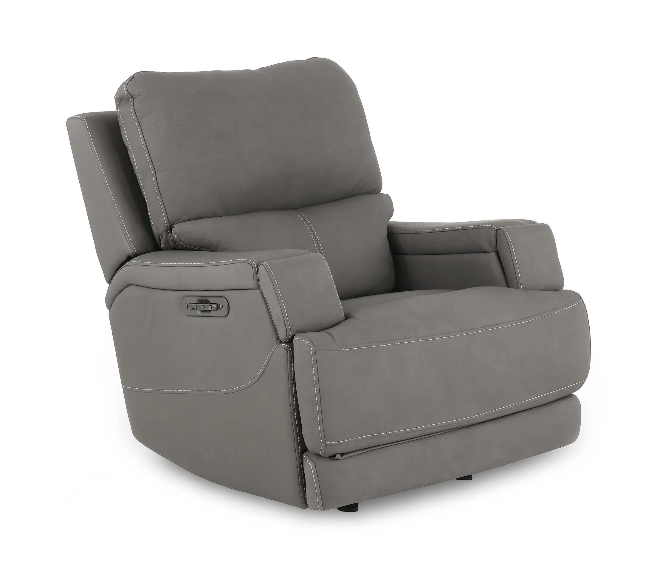 Rushton Slate Gray Leather Power Rocker Recliner-1