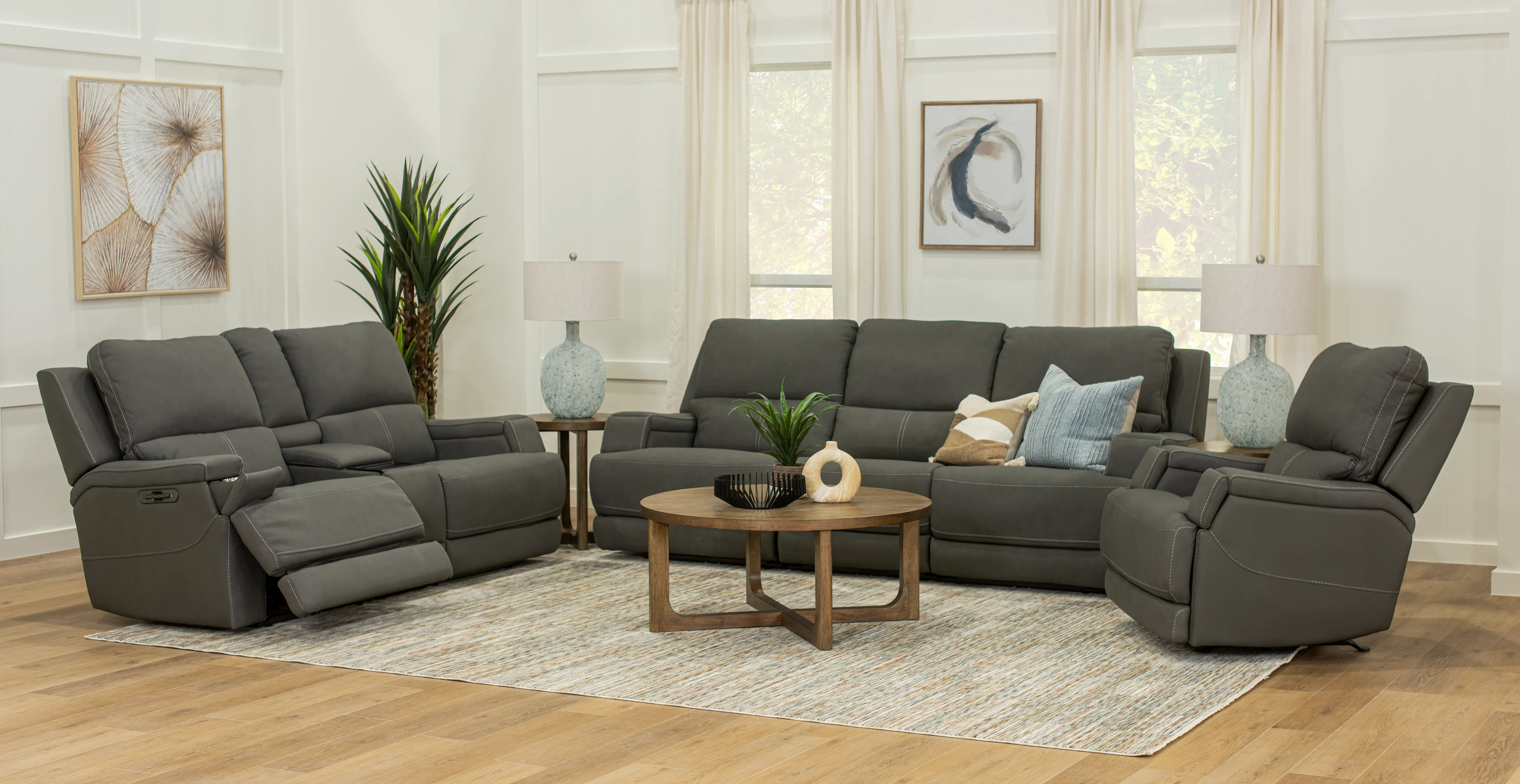 Rushton Slate Gray Leather Power Rocker Recliner-12