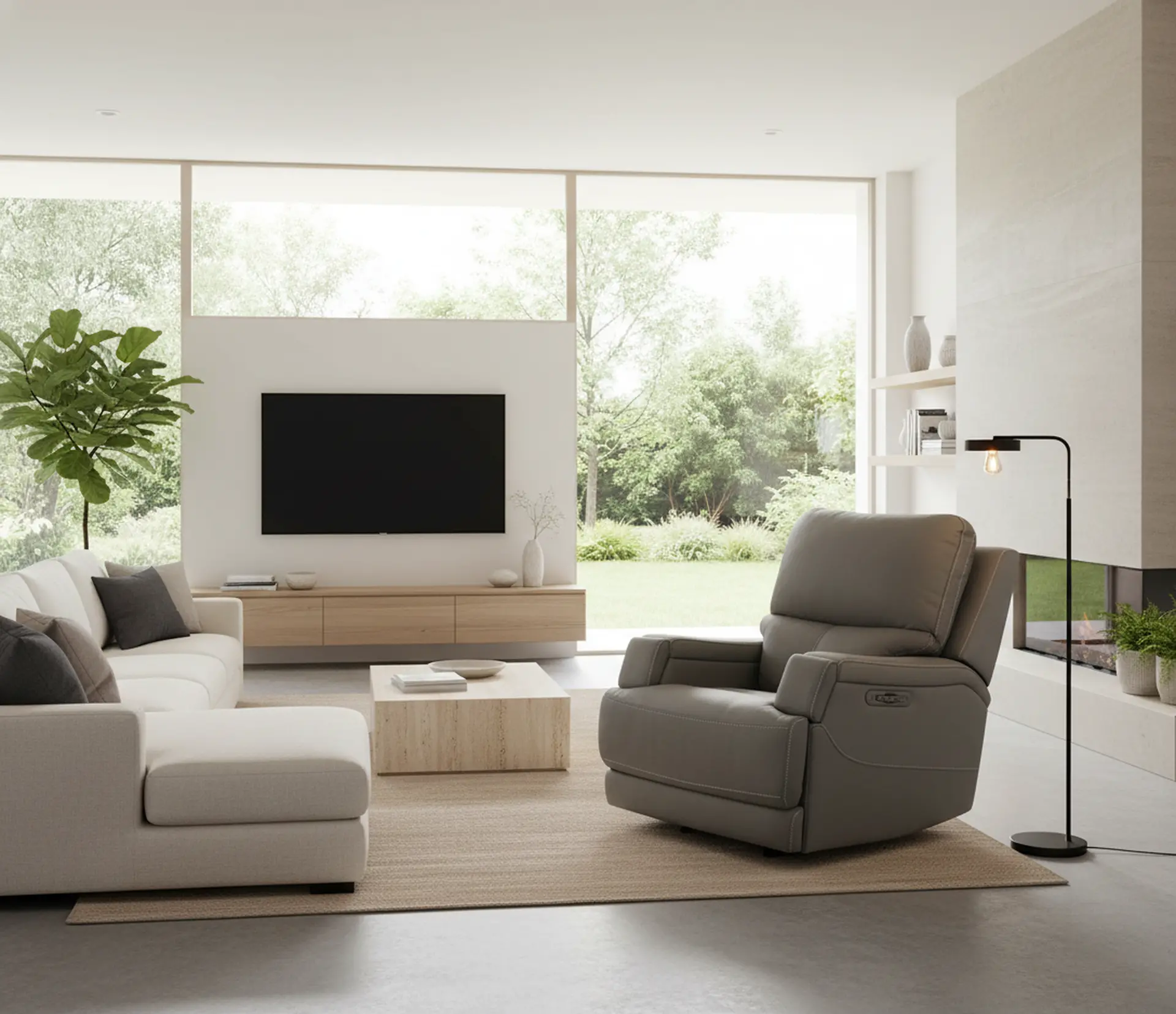Rushton Slate Gray Leather Power Rocker Recliner-14