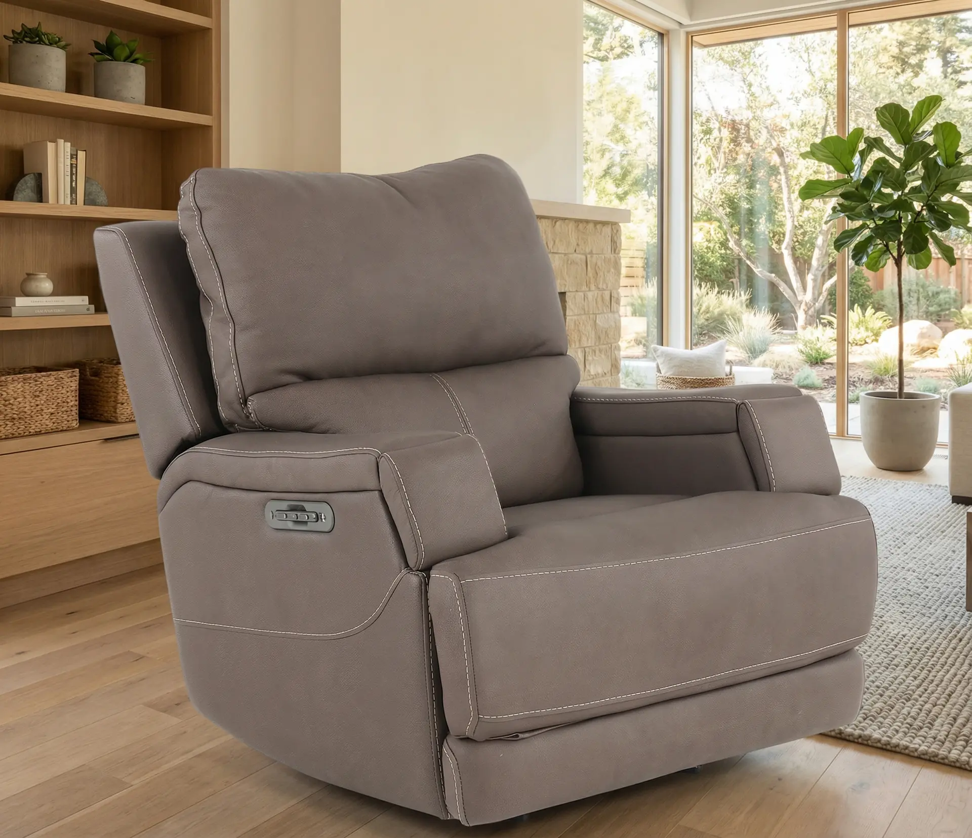 Rushton Espresso Brown Leather Power Rocker Recliner-2