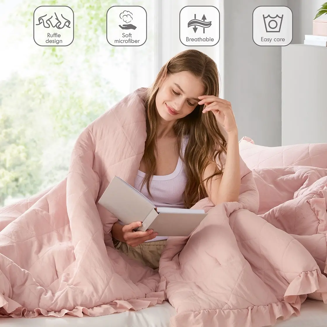 Pink Diamond Twin Comforter 3 Piece Set-3
