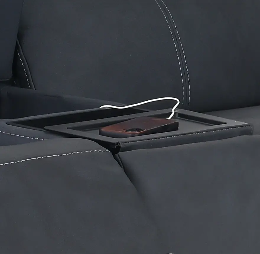 Rushton Midnight Navy Blue Leather Power Reclining Loveseat with Multimedia Console-11