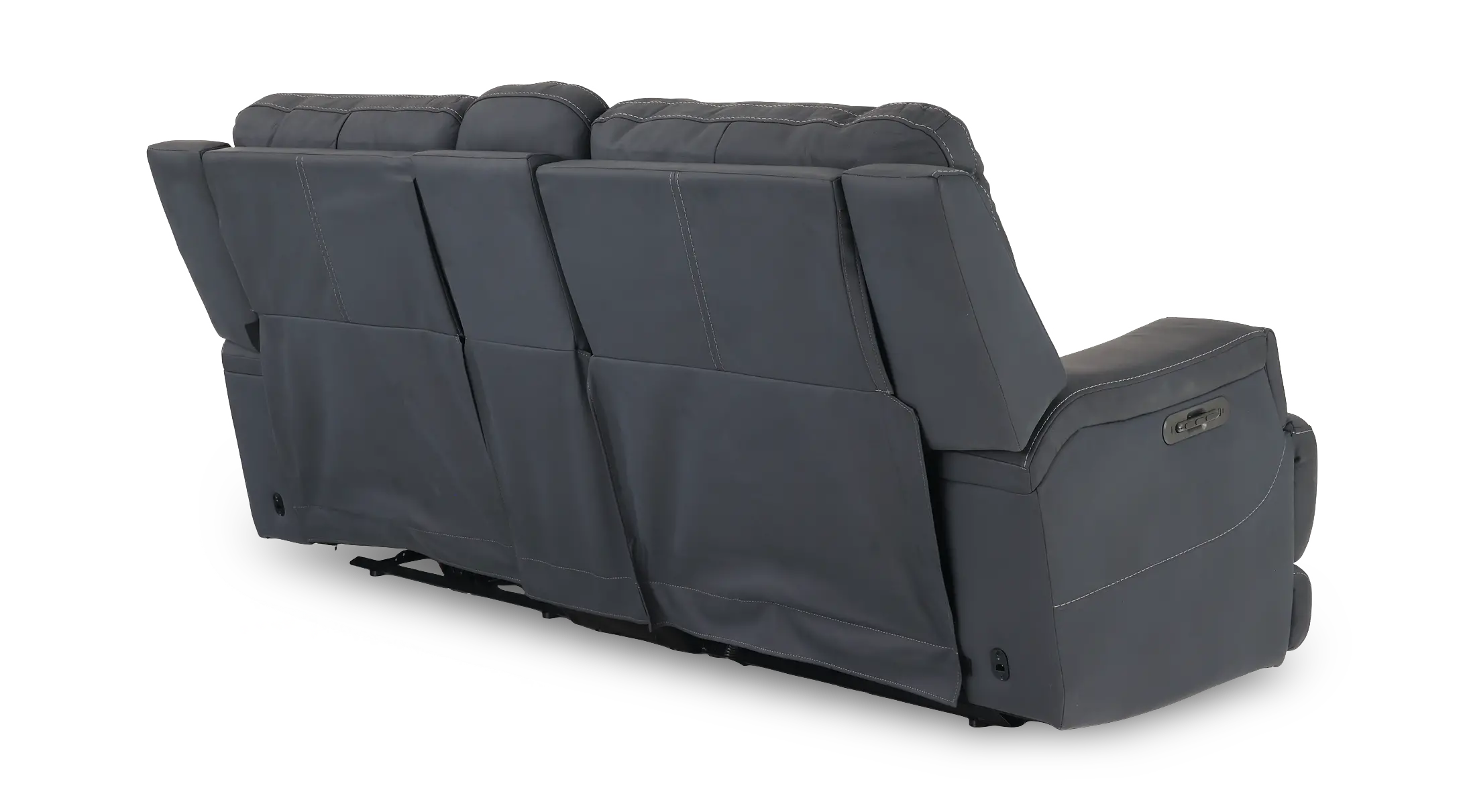Rushton Midnight Navy Blue Leather Power Reclining Loveseat with Multimedia Console-7