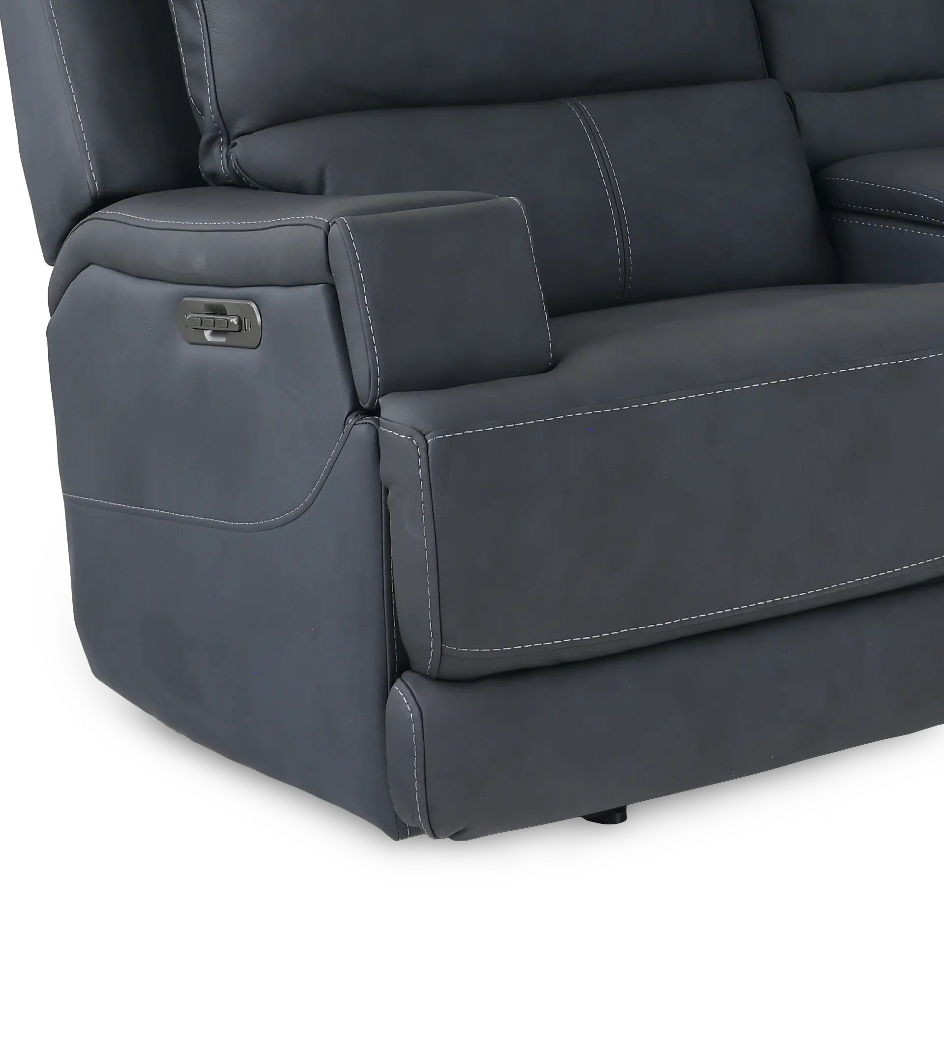 Rushton Midnight Navy Blue Leather Power Reclining Loveseat with Multimedia Console-8