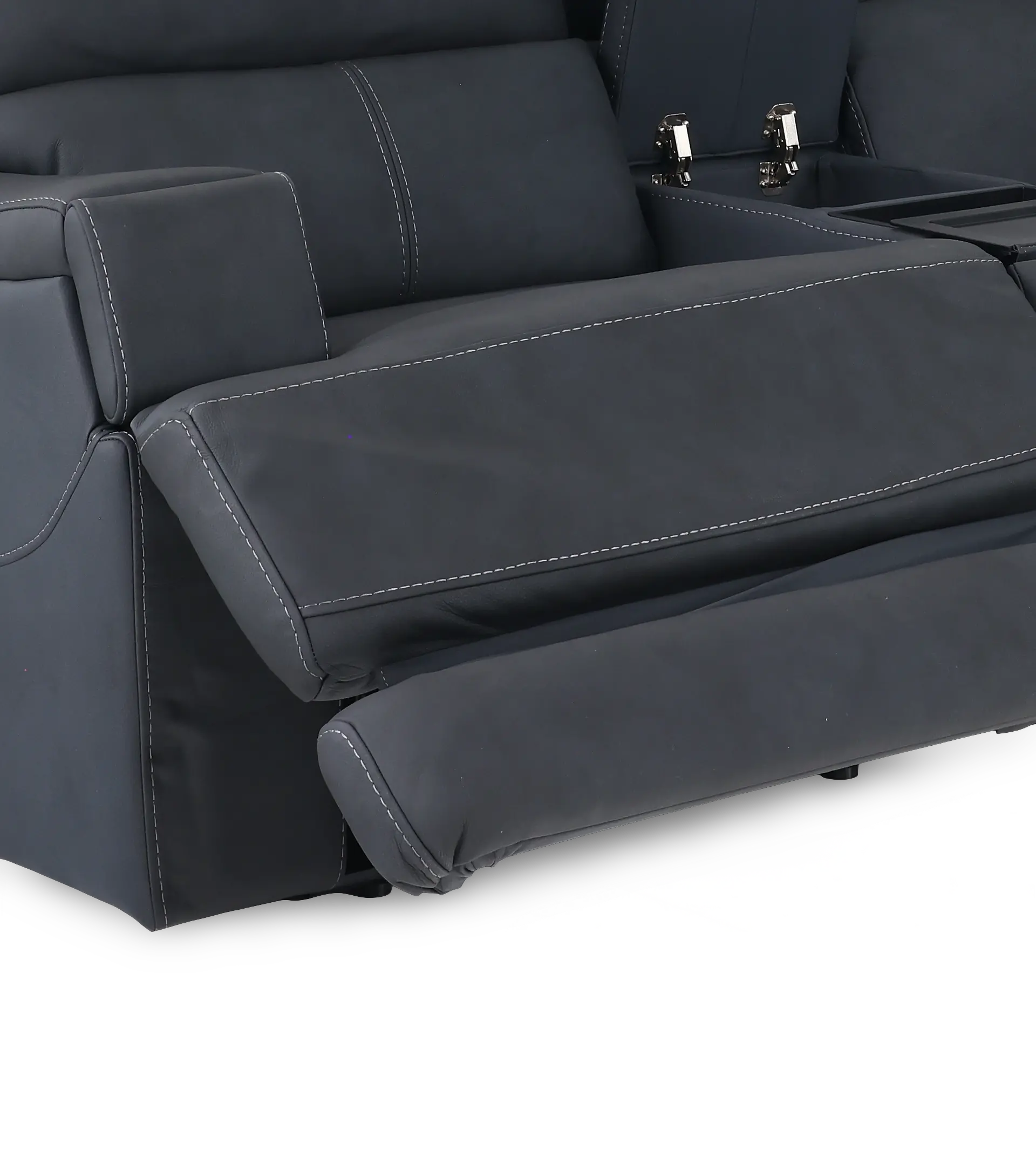 Rushton Midnight Navy Blue Leather Power Reclining Loveseat with Multimedia Console-9