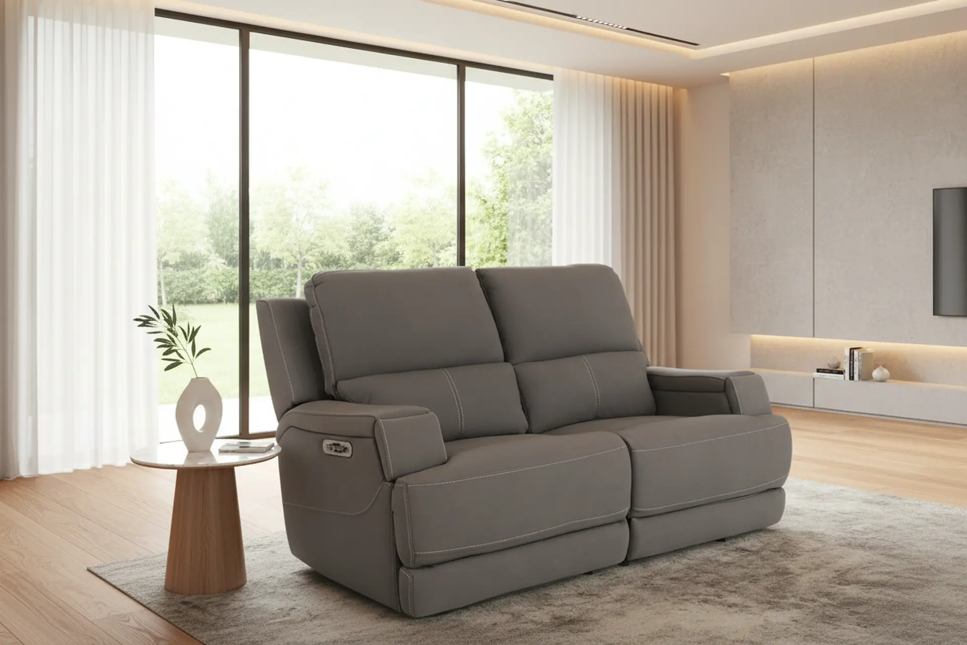 Rushton Slate Gray Leather Power Reclining Loveseat-13