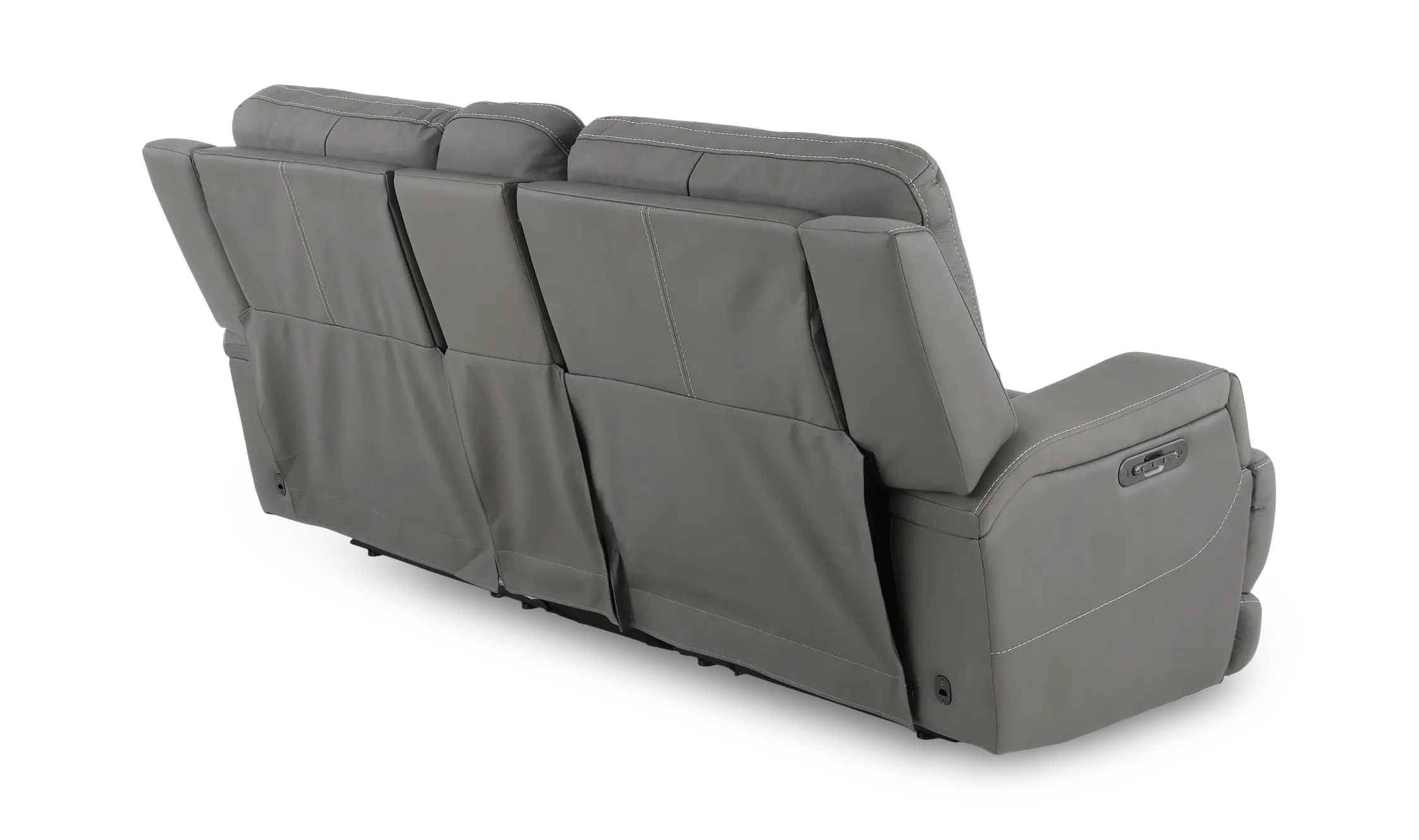 Rushton Slate Gray Leather Power Reclining Loveseat with Multimedia Console-6