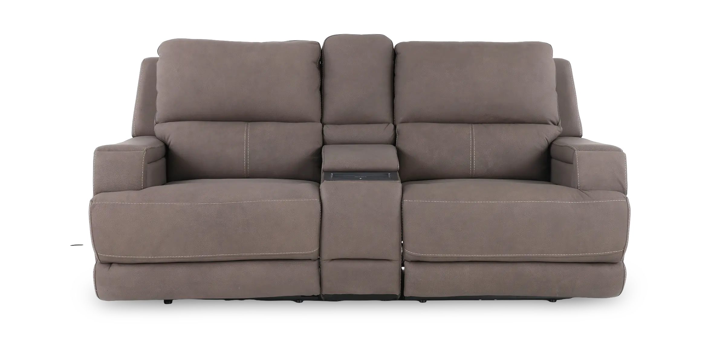 Rushton Espresso Brown Leather Power Reclining Loveseat with Multimedia Console-1