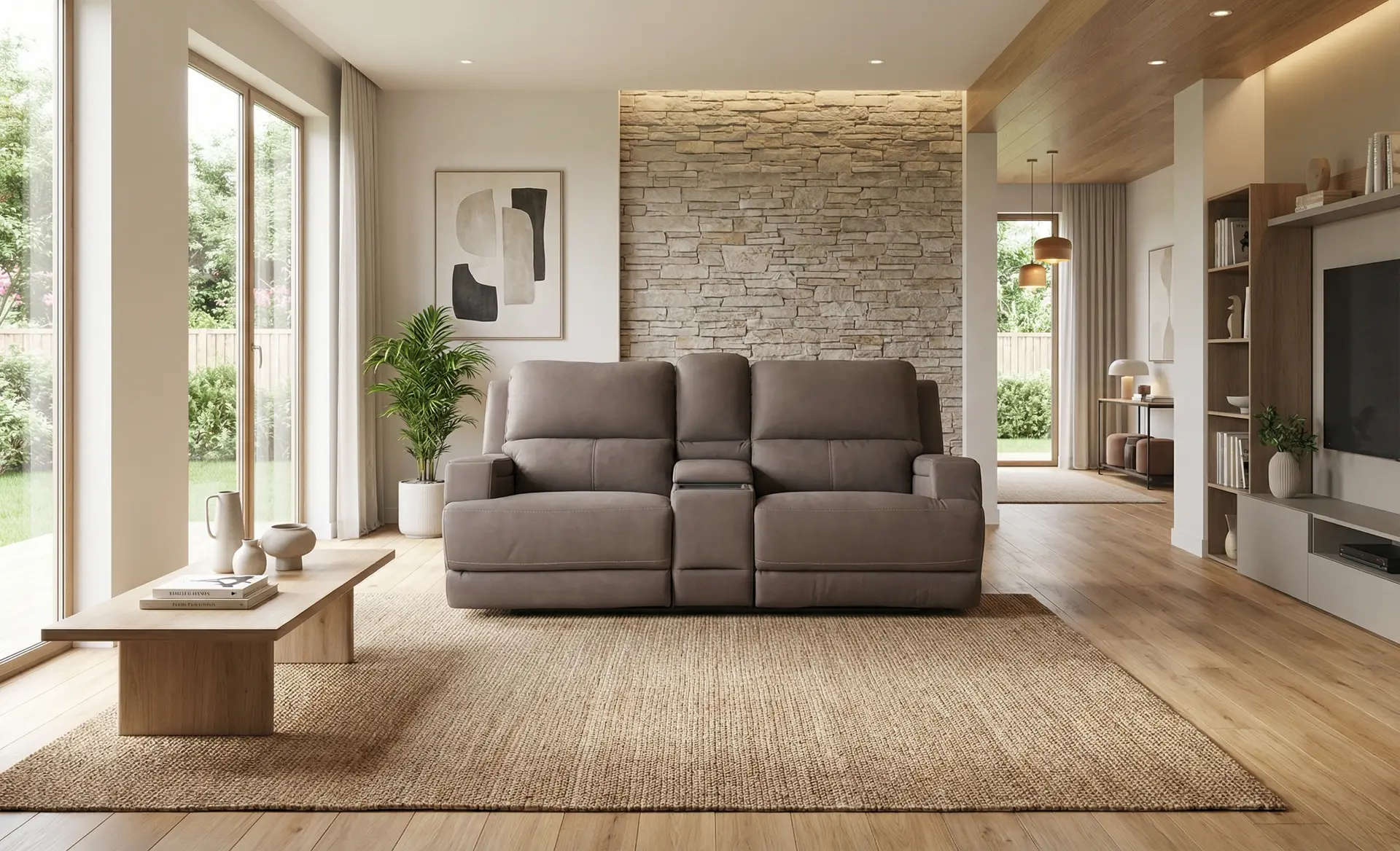 Rushton Espresso Brown Leather Power Reclining Loveseat with Multimedia Console-11