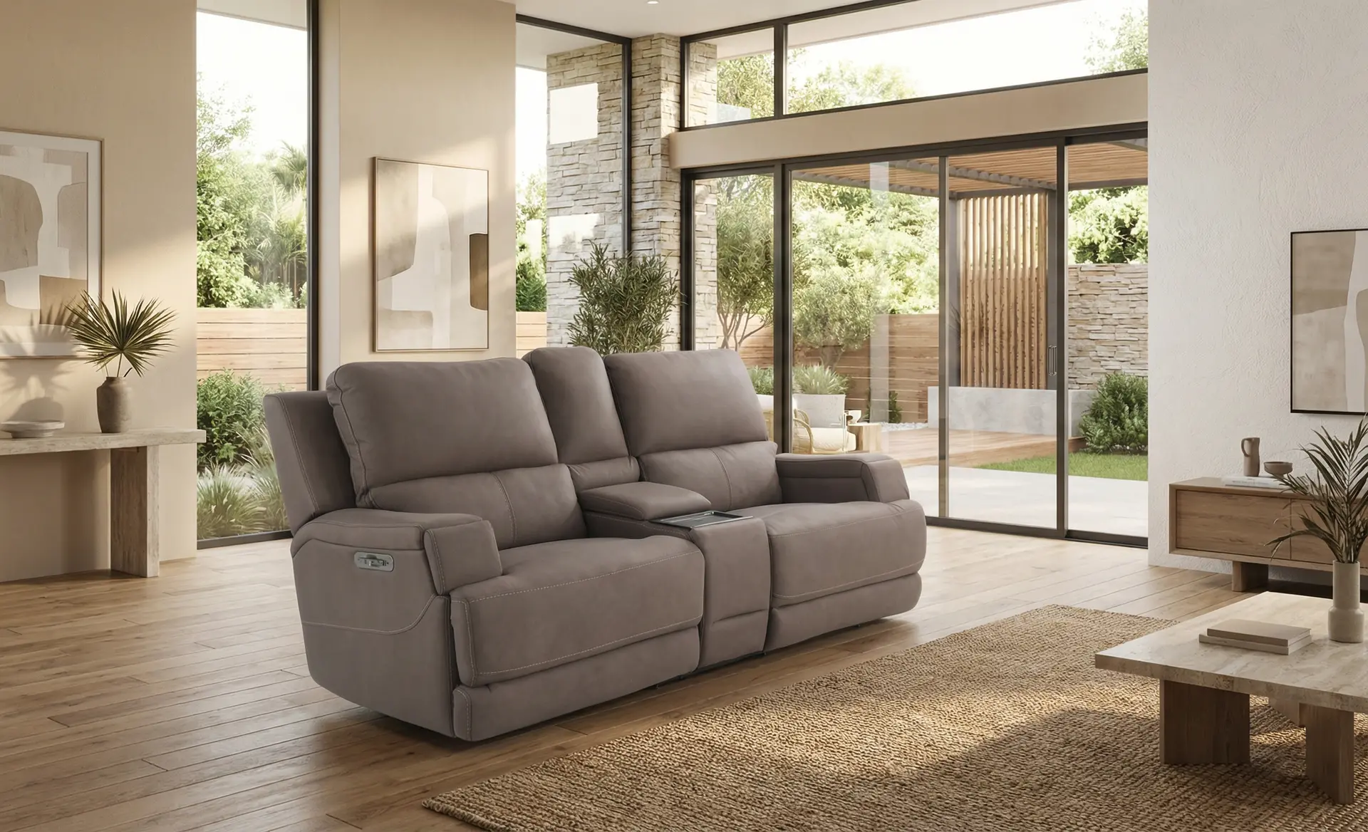 Rushton Espresso Brown Leather Power Reclining Loveseat with Multimedia Console-12