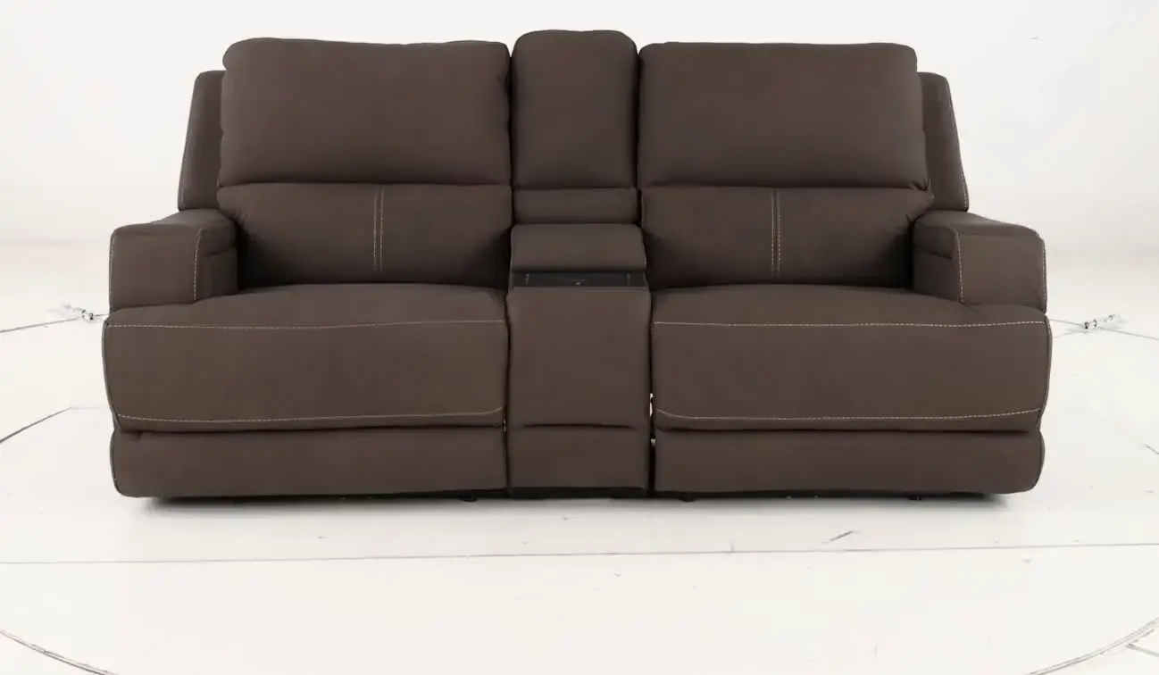 Rushton Espresso Brown Leather Power Reclining Loveseat with Multimedia Console-13