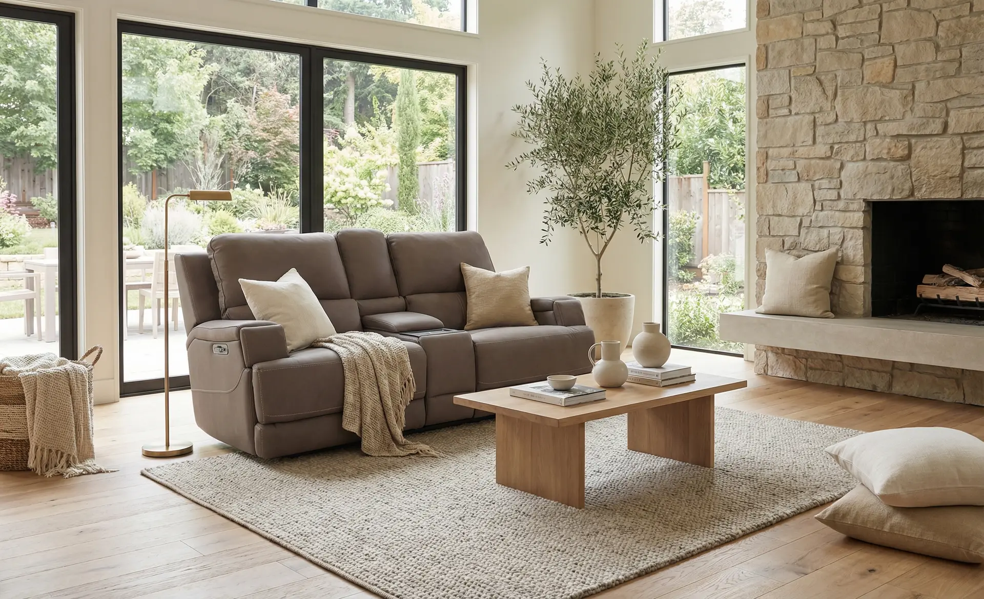 Rushton Espresso Brown Leather Power Reclining Loveseat with Multimedia Console-2
