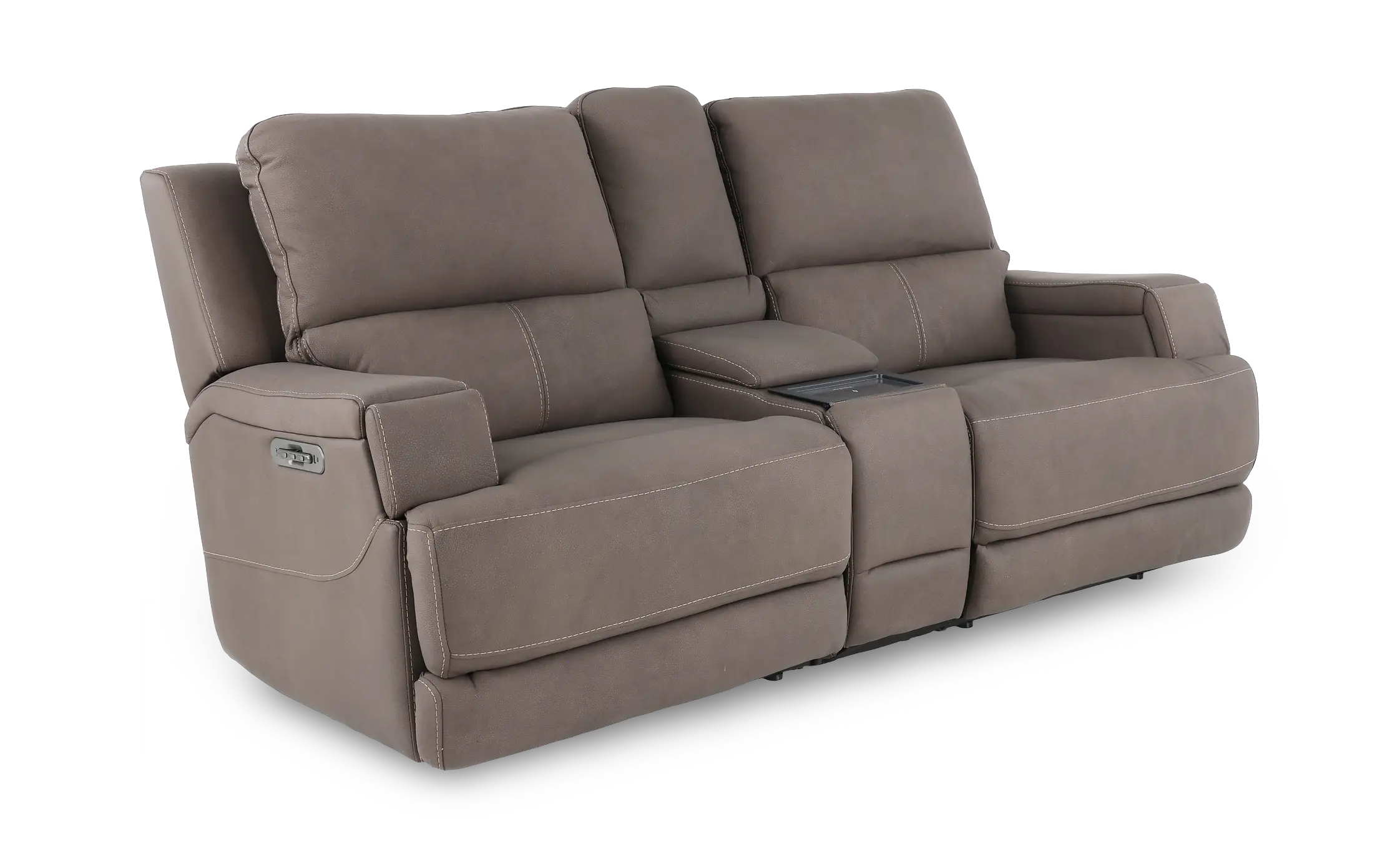 Rushton Espresso Brown Leather Power Reclining Loveseat with Multimedia Console-3
