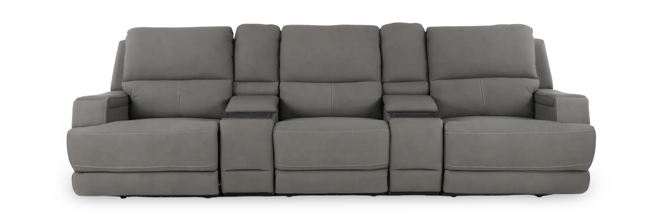 Rushton Slate Gray Leather 5 Piece Power Reclining Home Theater Set-1