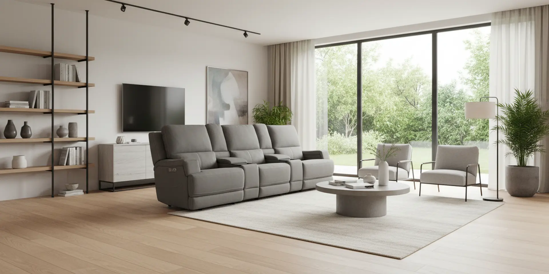 Rushton Slate Gray Leather 5 Piece Power Reclining Home Theater Set-13