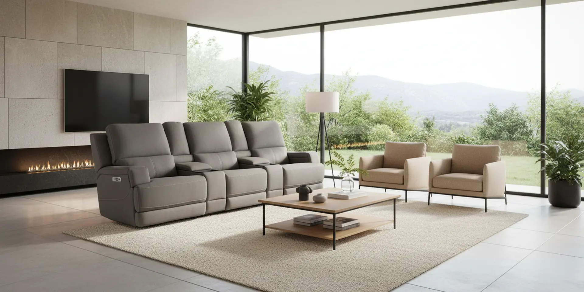 Rushton Slate Gray Leather 5 Piece Power Reclining Home Theater Set-14