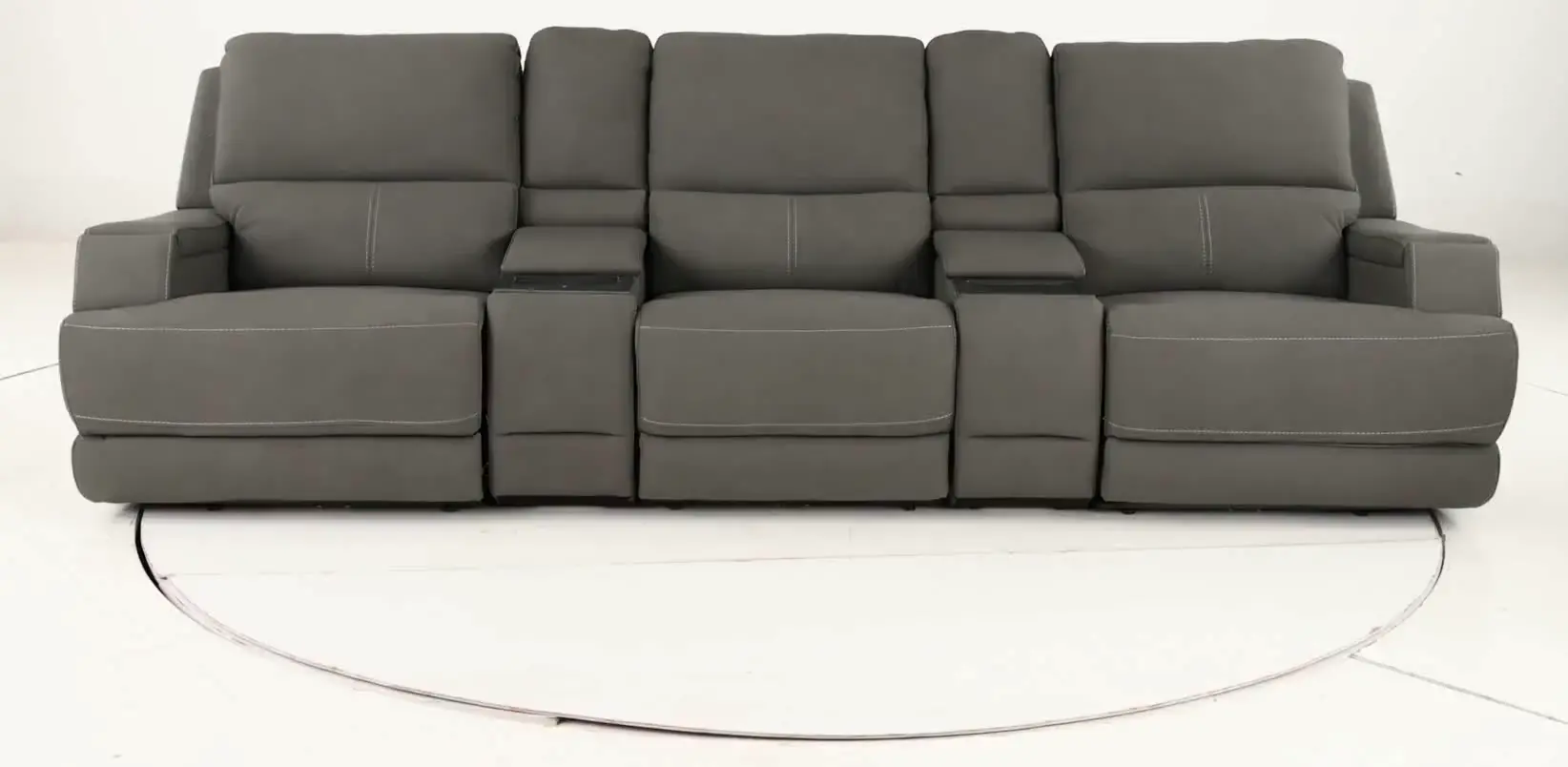 Rushton Slate Gray Leather 5 Piece Power Reclining Home Theater Set-16