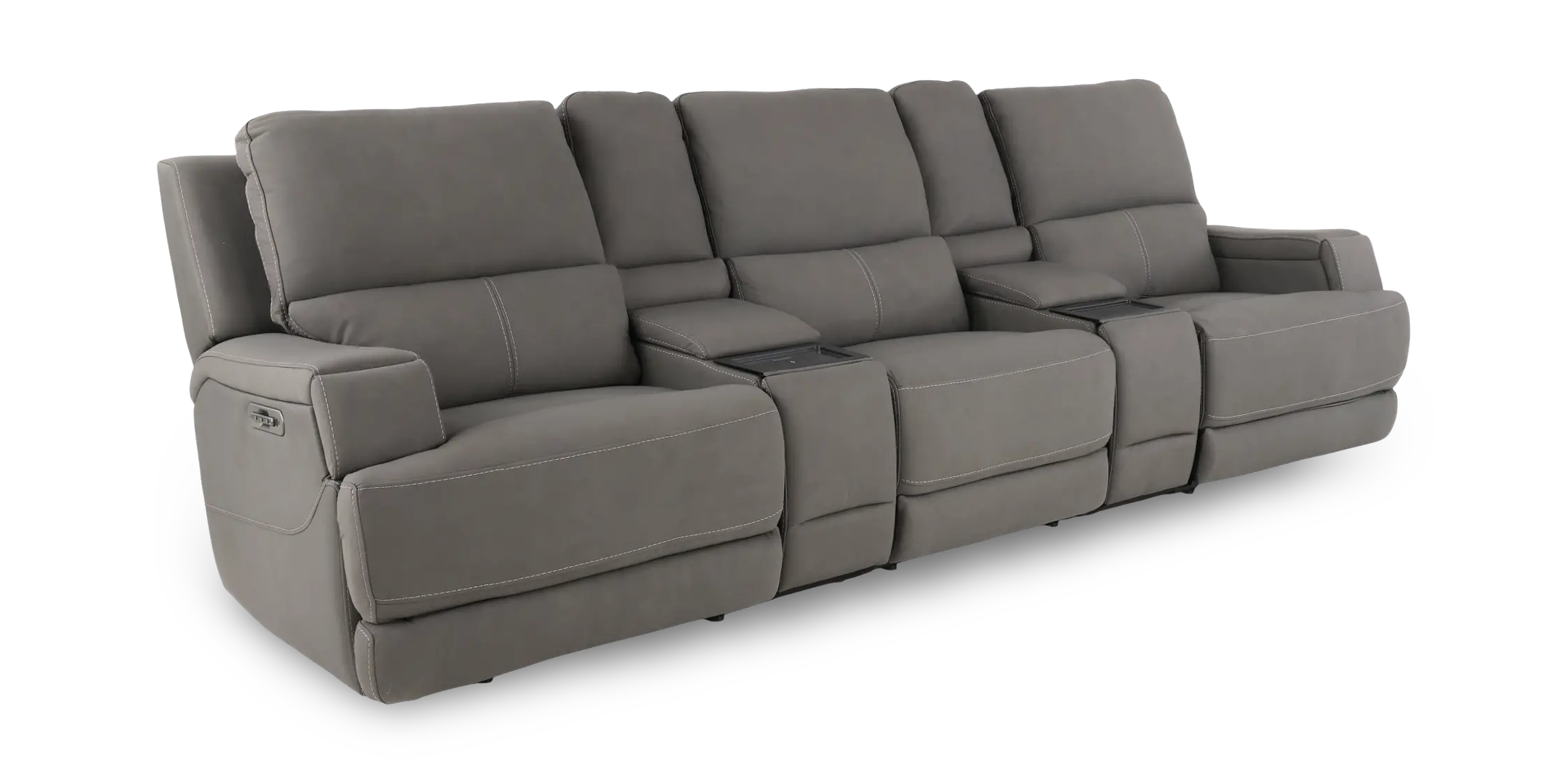 Rushton Slate Gray Leather 5 Piece Power Reclining Home Theater Set-4