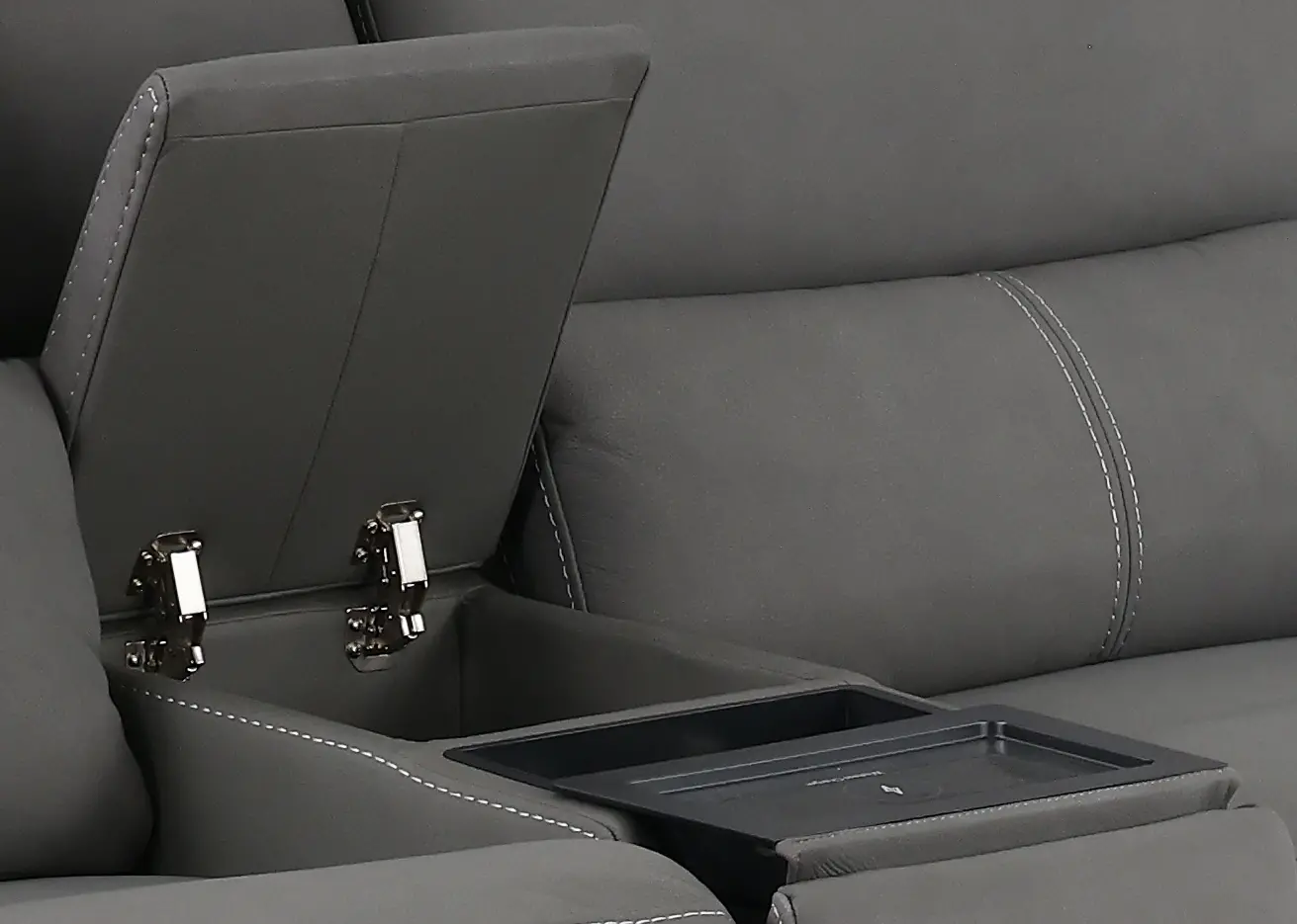 Rushton Slate Gray Leather 5 Piece Power Reclining Home Theater Set-7