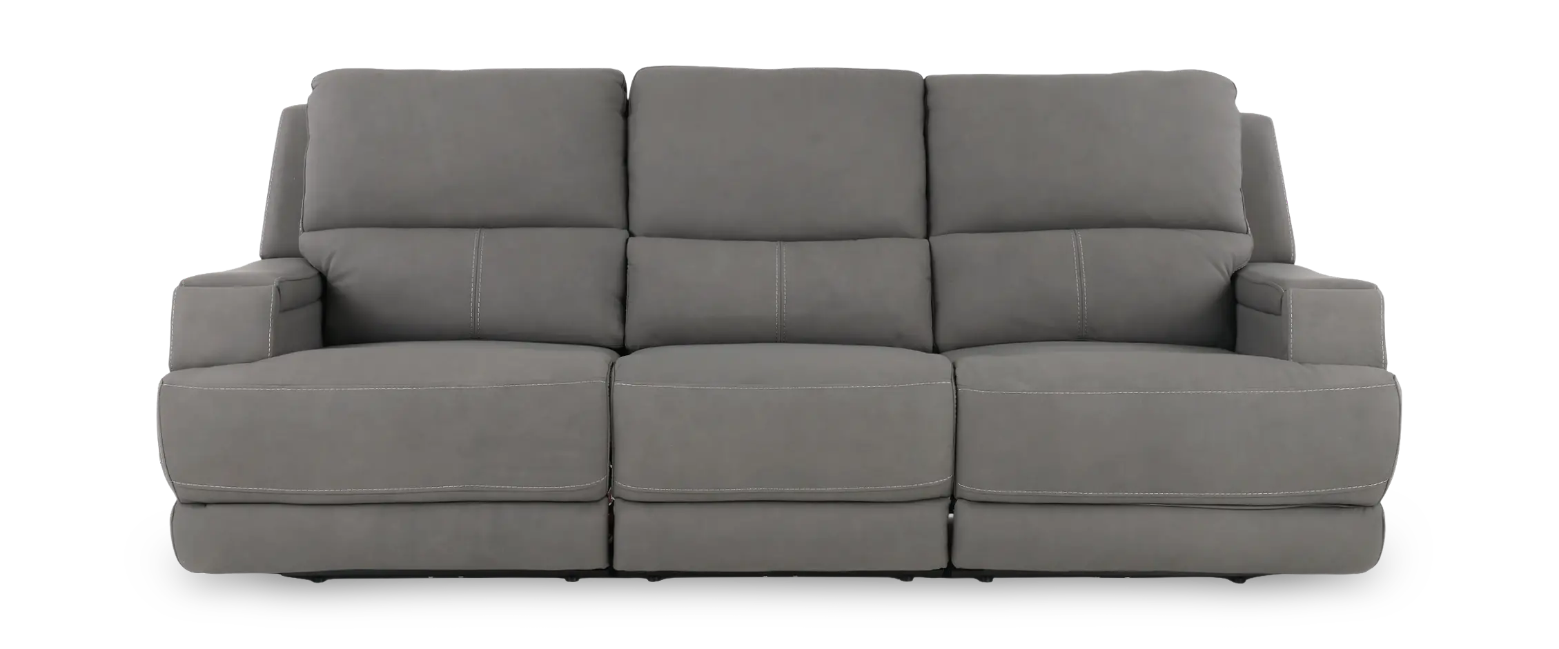 Rushton Slate Gray Leather Triple Power Reclining Sofa-1