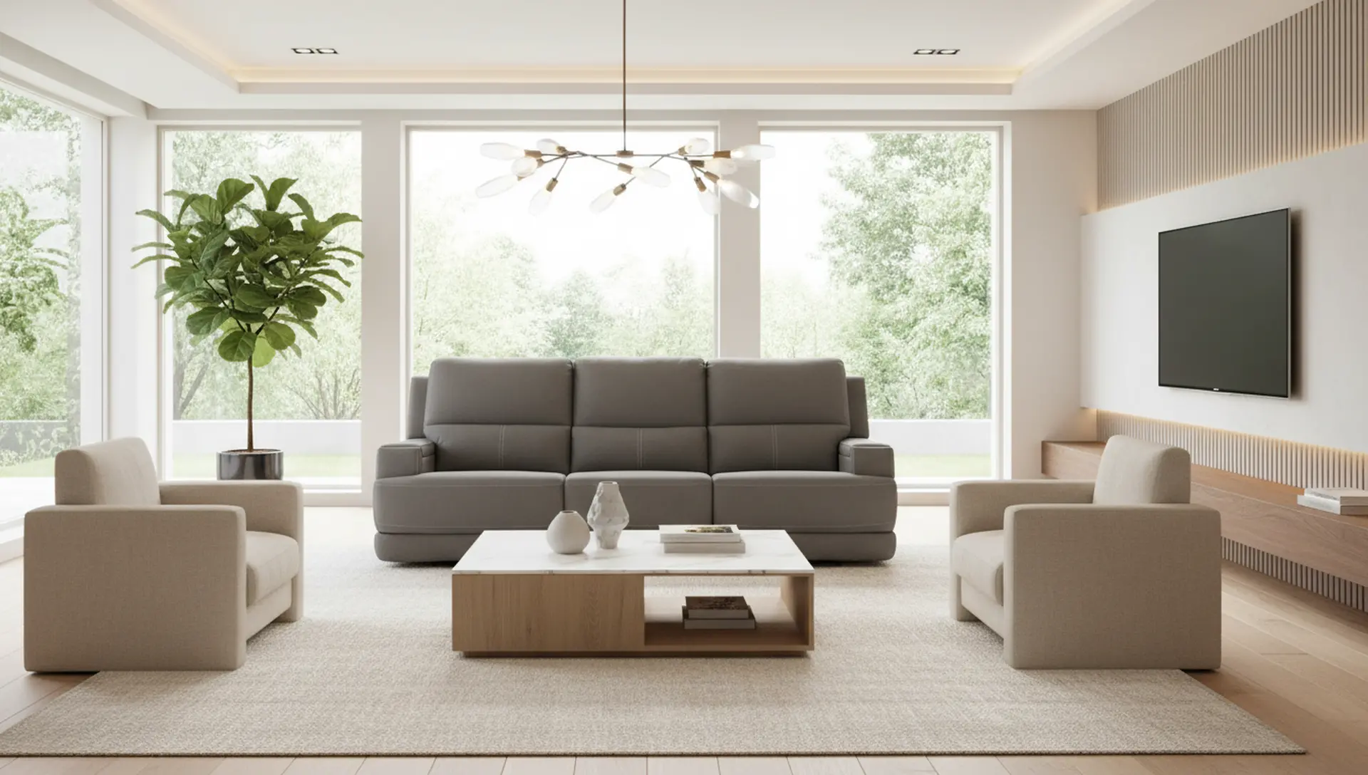 Rushton Slate Gray Leather Triple Power Reclining Sofa-12