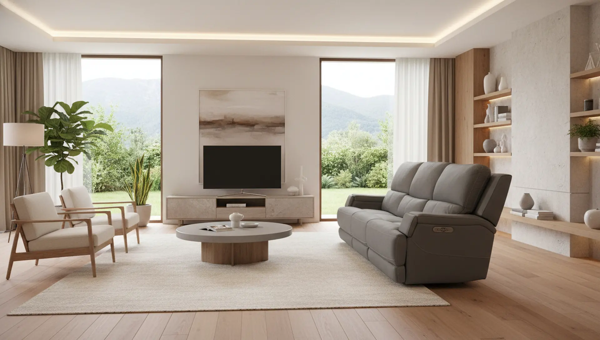 Rushton Slate Gray Leather Triple Power Reclining Sofa-13