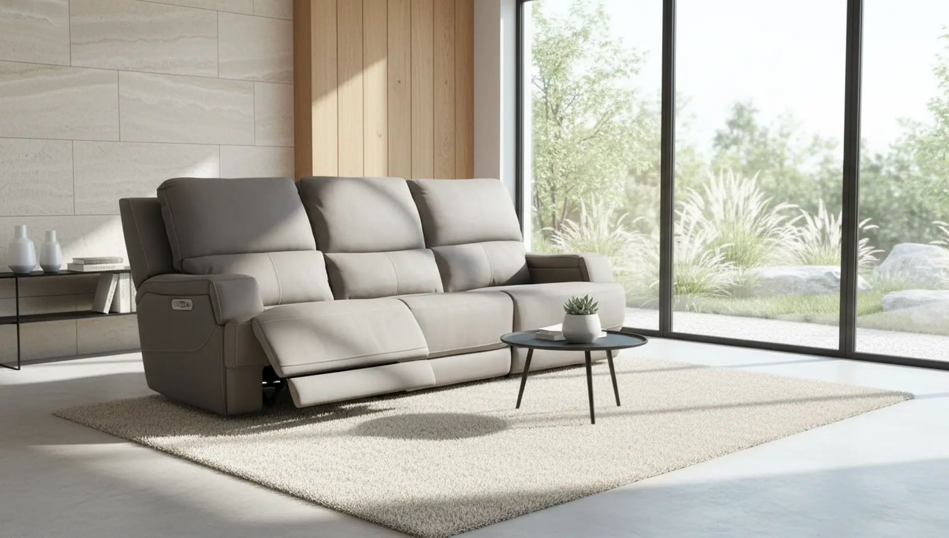 Rushton Slate Gray Leather Triple Power Reclining Sofa-14
