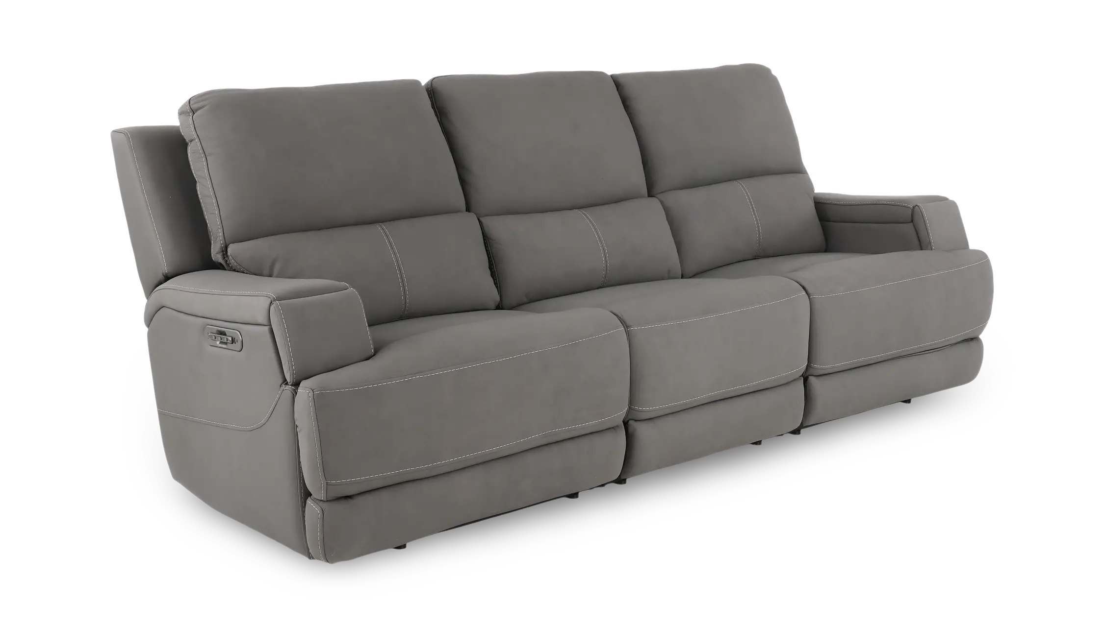 Rushton Slate Gray Leather Triple Power Reclining Sofa-4