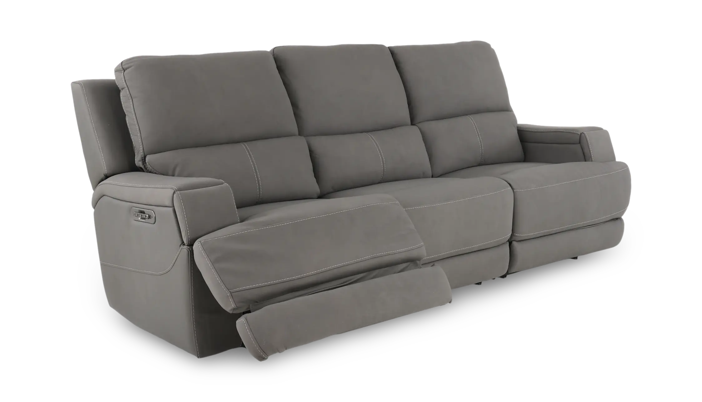 Rushton Slate Gray Leather Triple Power Reclining Sofa-5