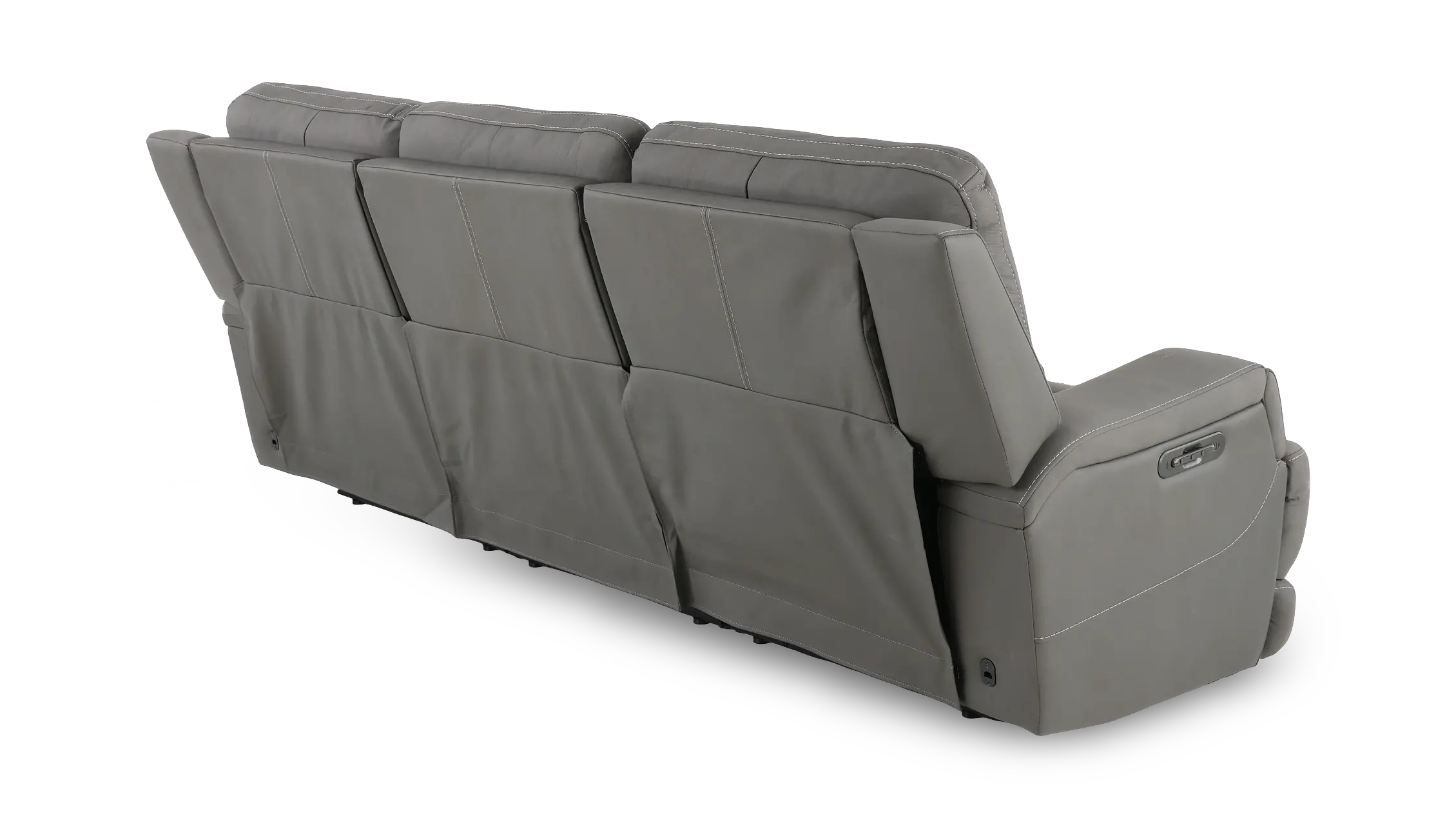 Rushton Slate Gray Leather Triple Power Reclining Sofa-6