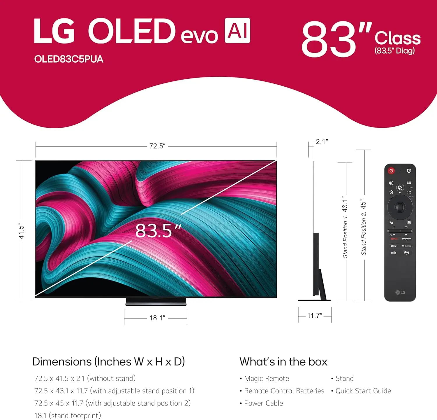 OLED83C5PUA.AUS LG 83 C5 OLED evo AI 4K UHD Smart TV-3