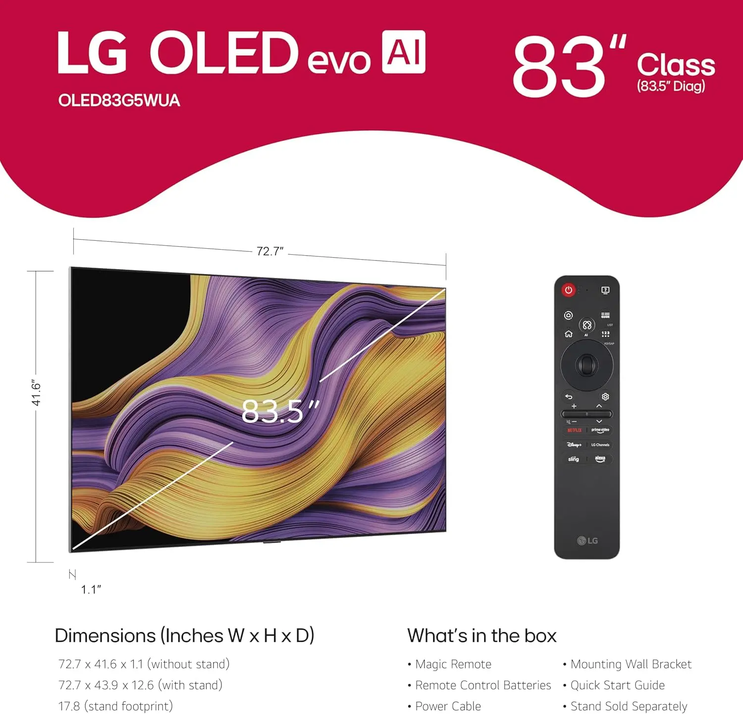 OLED83G5WUA.AUS LG 83 G5 Series OLED evo AI 4K UHD Smart webOS TV-3