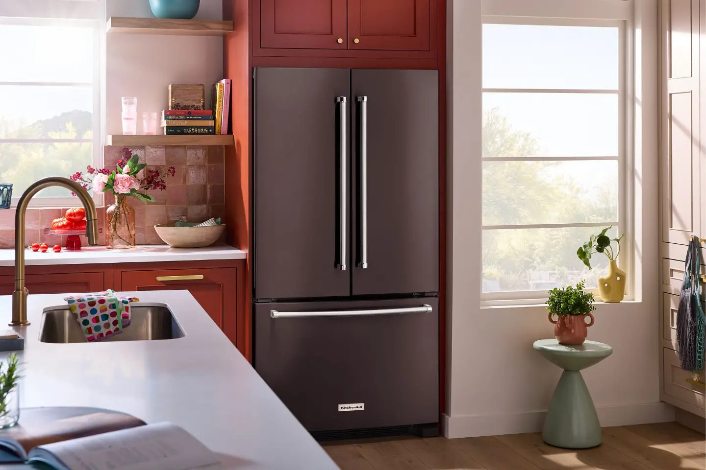 KRFC136RBS KitchenAid 20 Cu Ft French Door Refrigerator - Counter Depth Black Stainless Steel-2