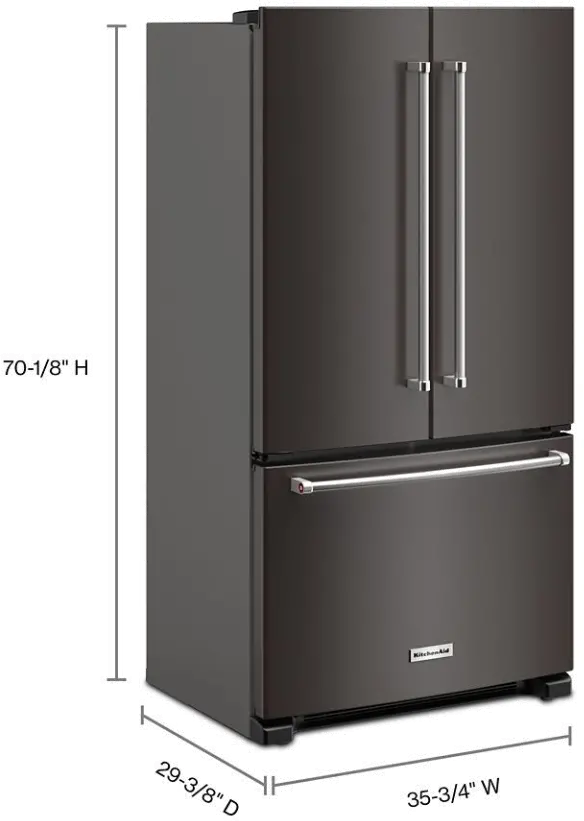 KRFC136RBS KitchenAid 20 Cu Ft French Door Refrigerator - Counter Depth Black Stainless Steel-3