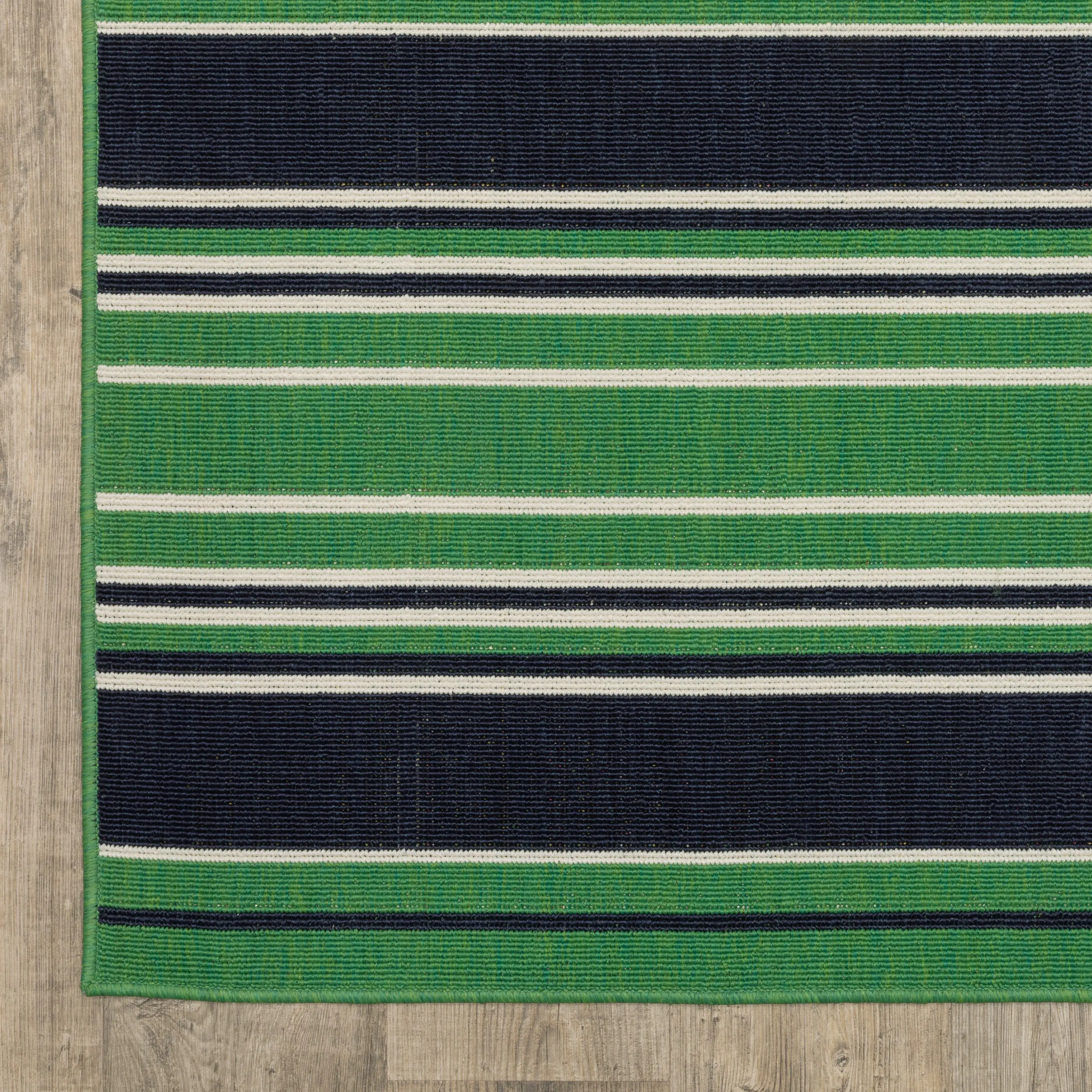 Havana 5 x 8 Striped Green and Navy Outdoor Area Rug-4
