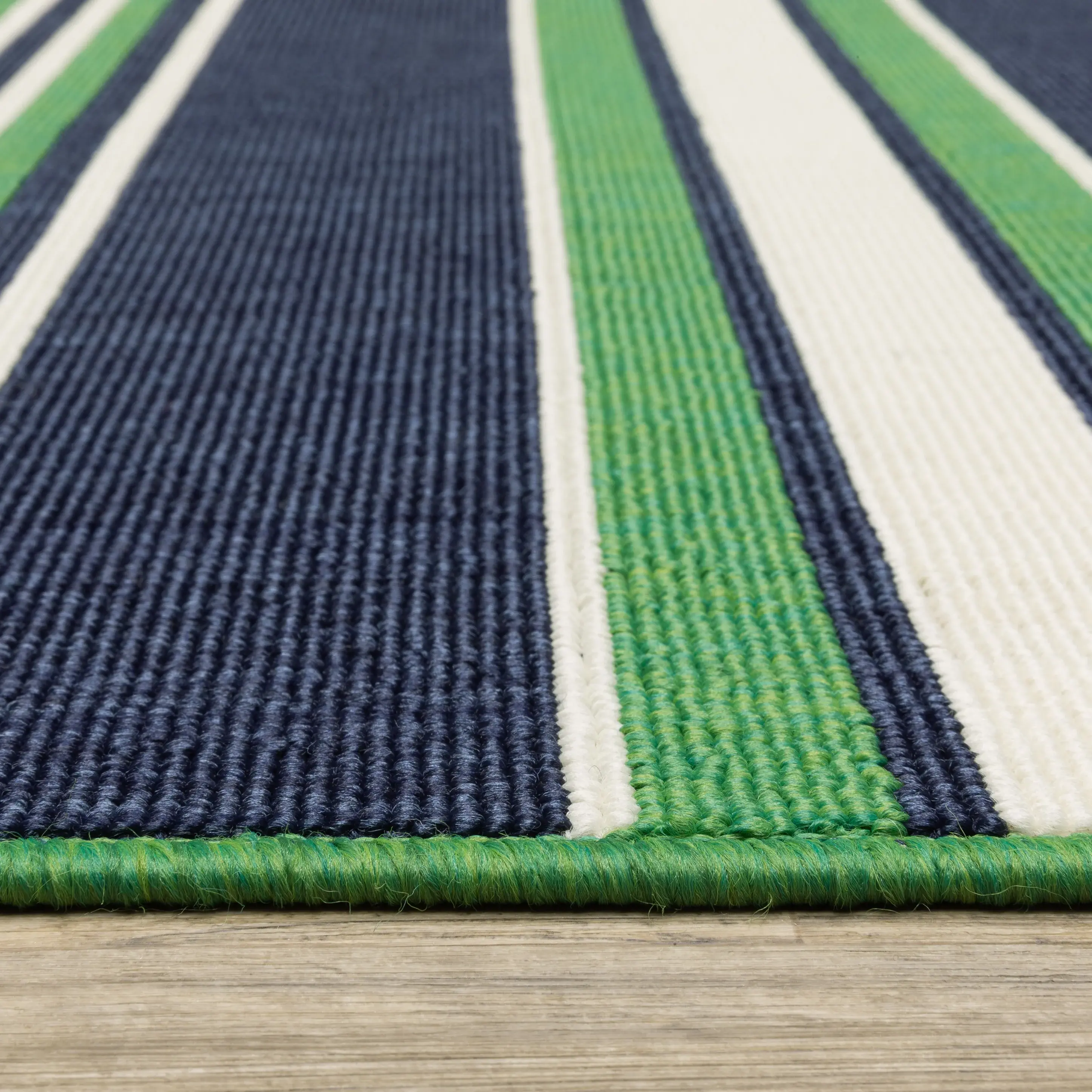 Havana 5 x 8 Striped Green and Navy Outdoor Area Rug-6