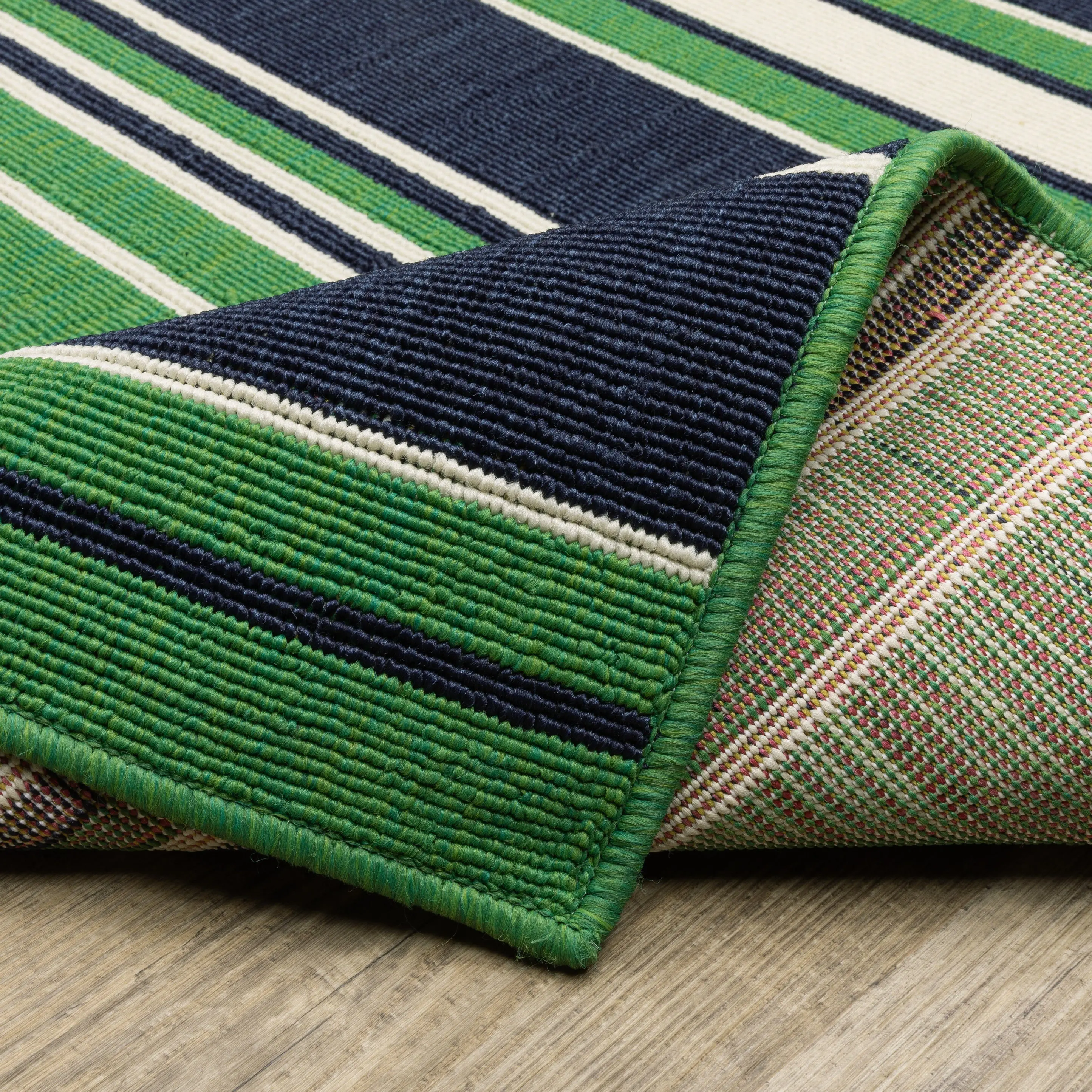 Havana 8 x 10 Striped Green and Navy Outdoor Area Rug-8