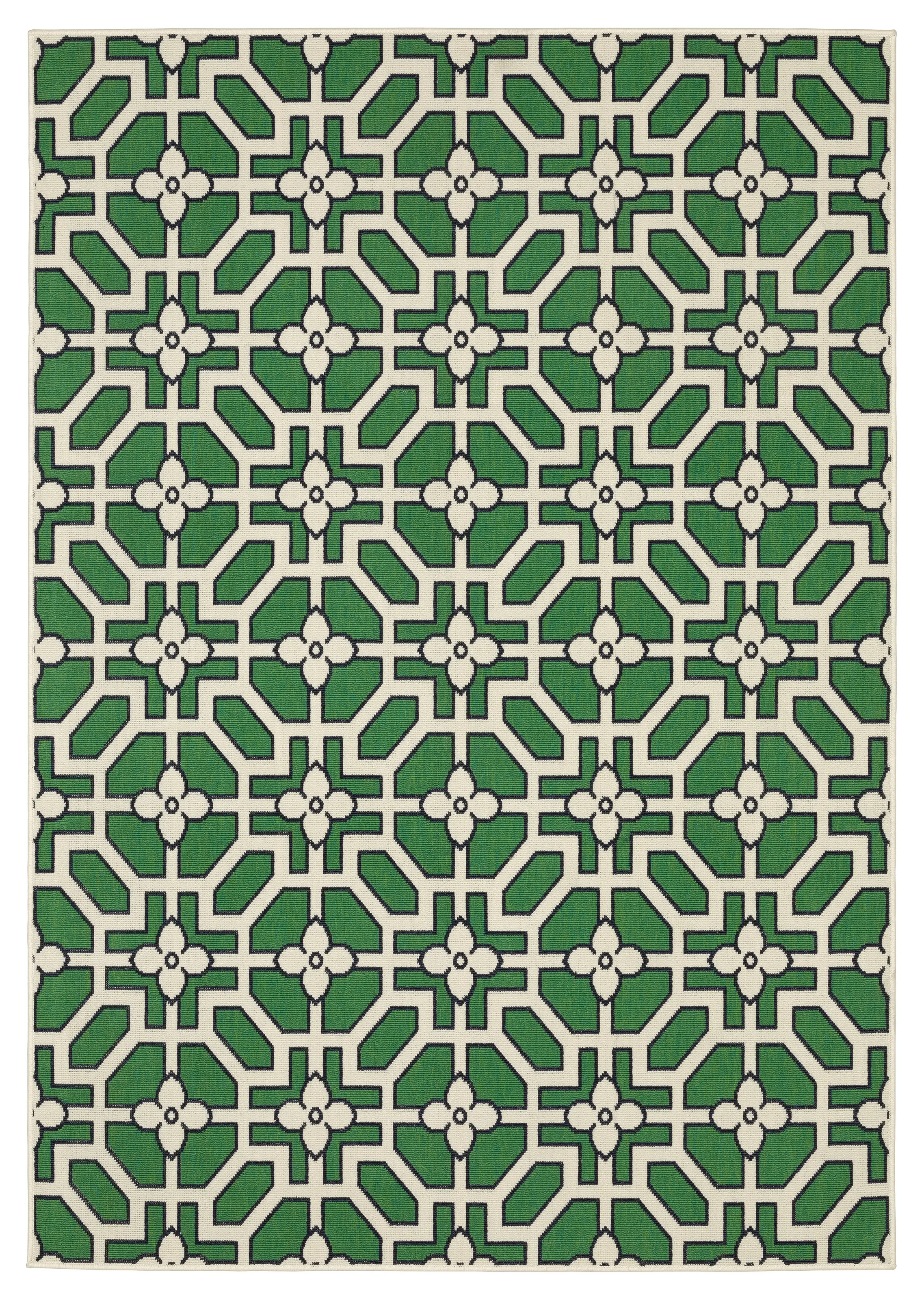 Havana 5 x 8 Green and Ivory Outdoor Area Rug-1