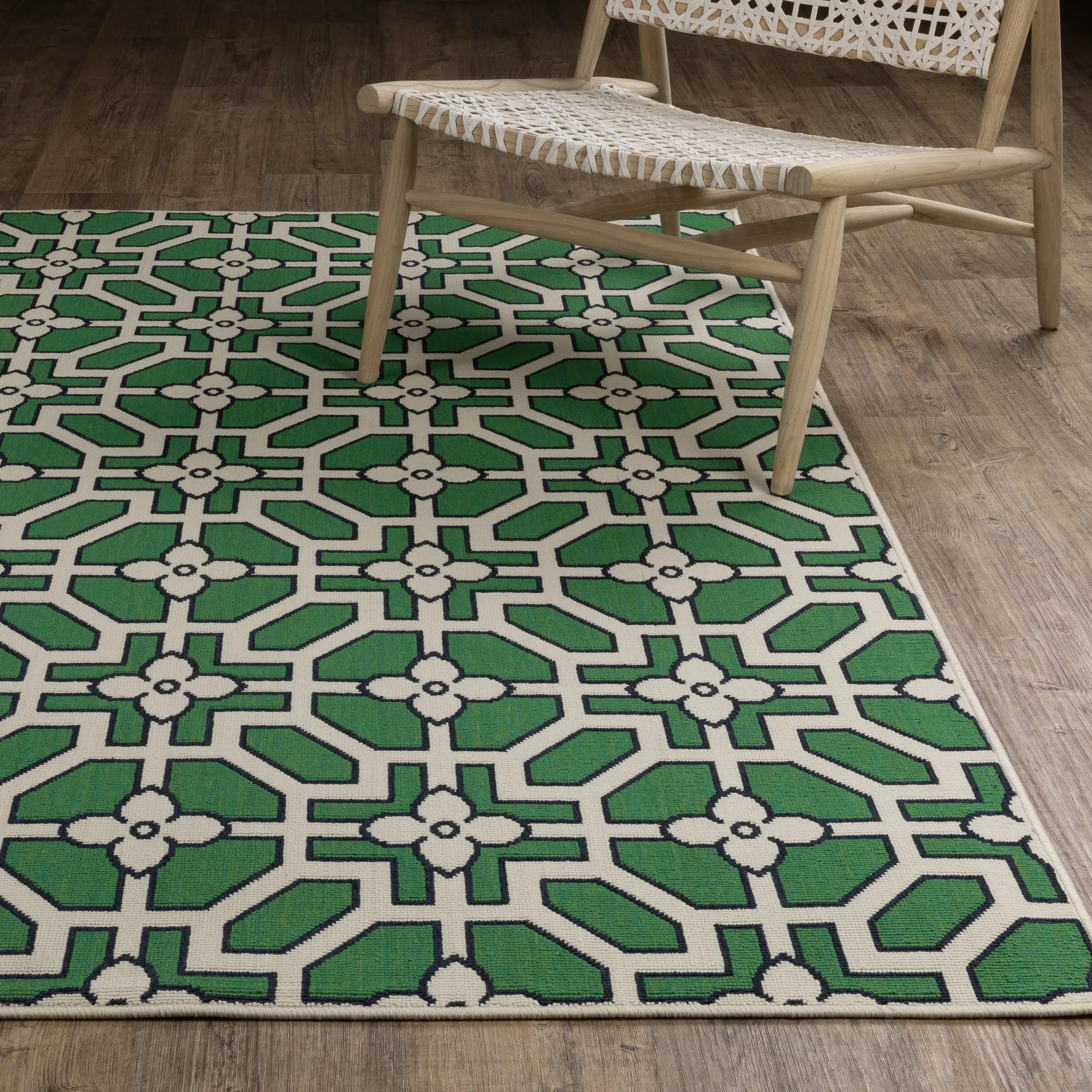 Havana 5 x 8 Green and Ivory Outdoor Area Rug-7