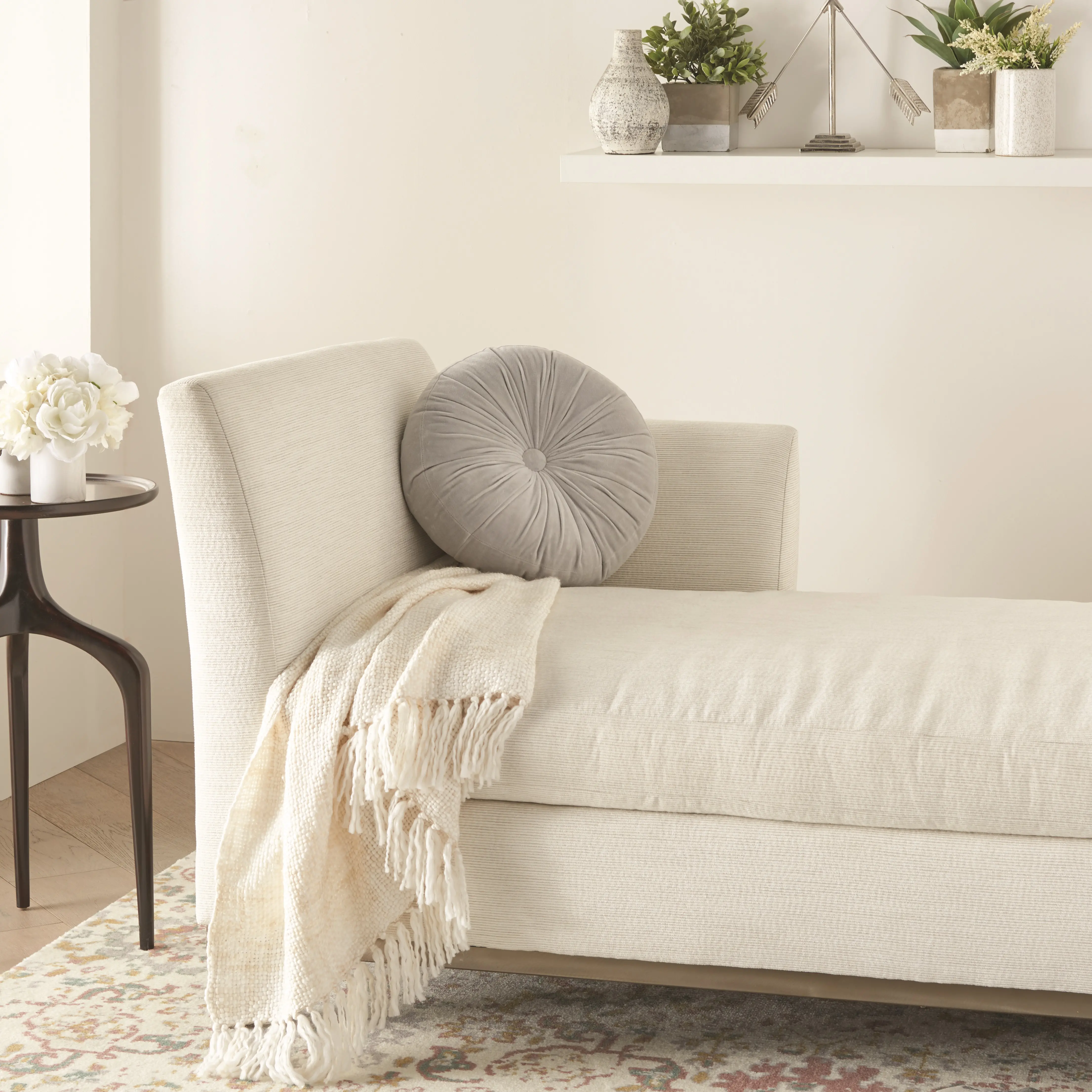 RC190LTGRY016016ROUND Sofia Round Gray Throw Pillow-2