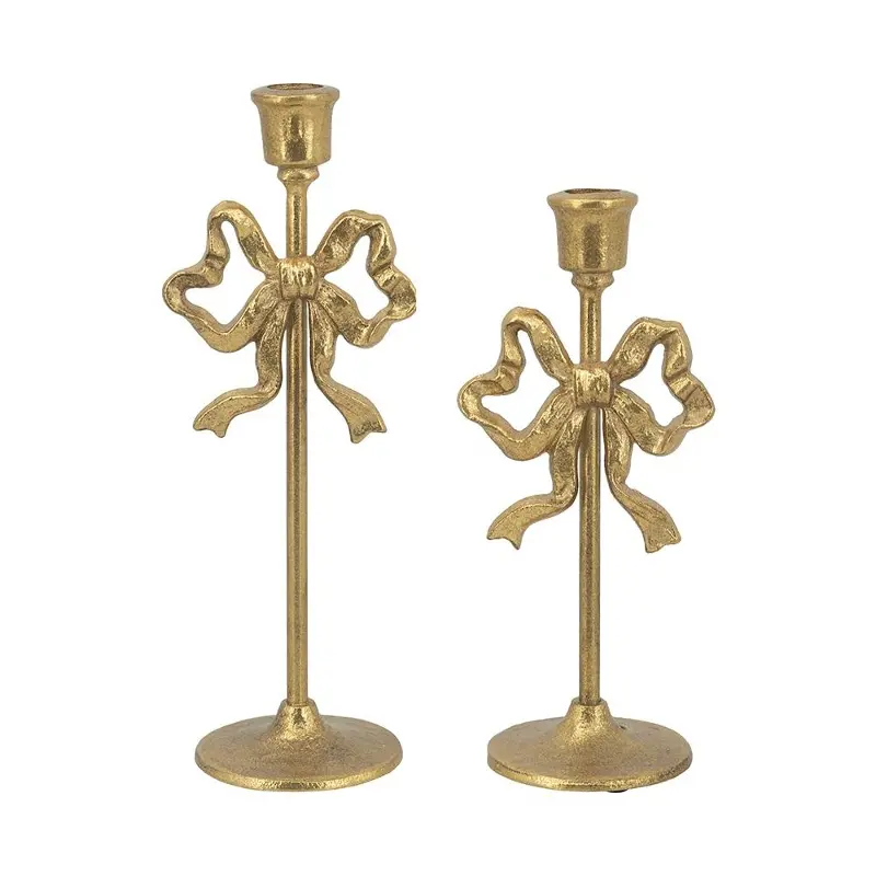 Large Gold Cast Iron Candle Holder