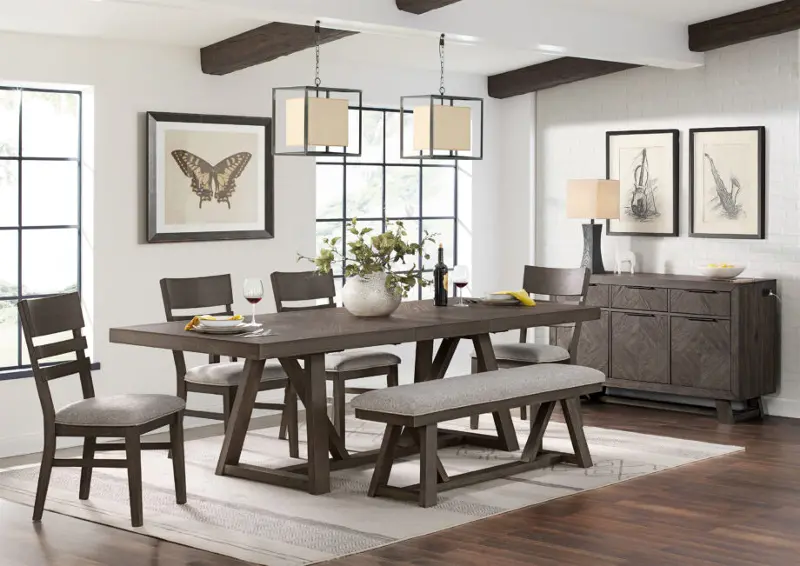 Hearst Reclaimed Chevron 6-Piece Extendable Dining Set