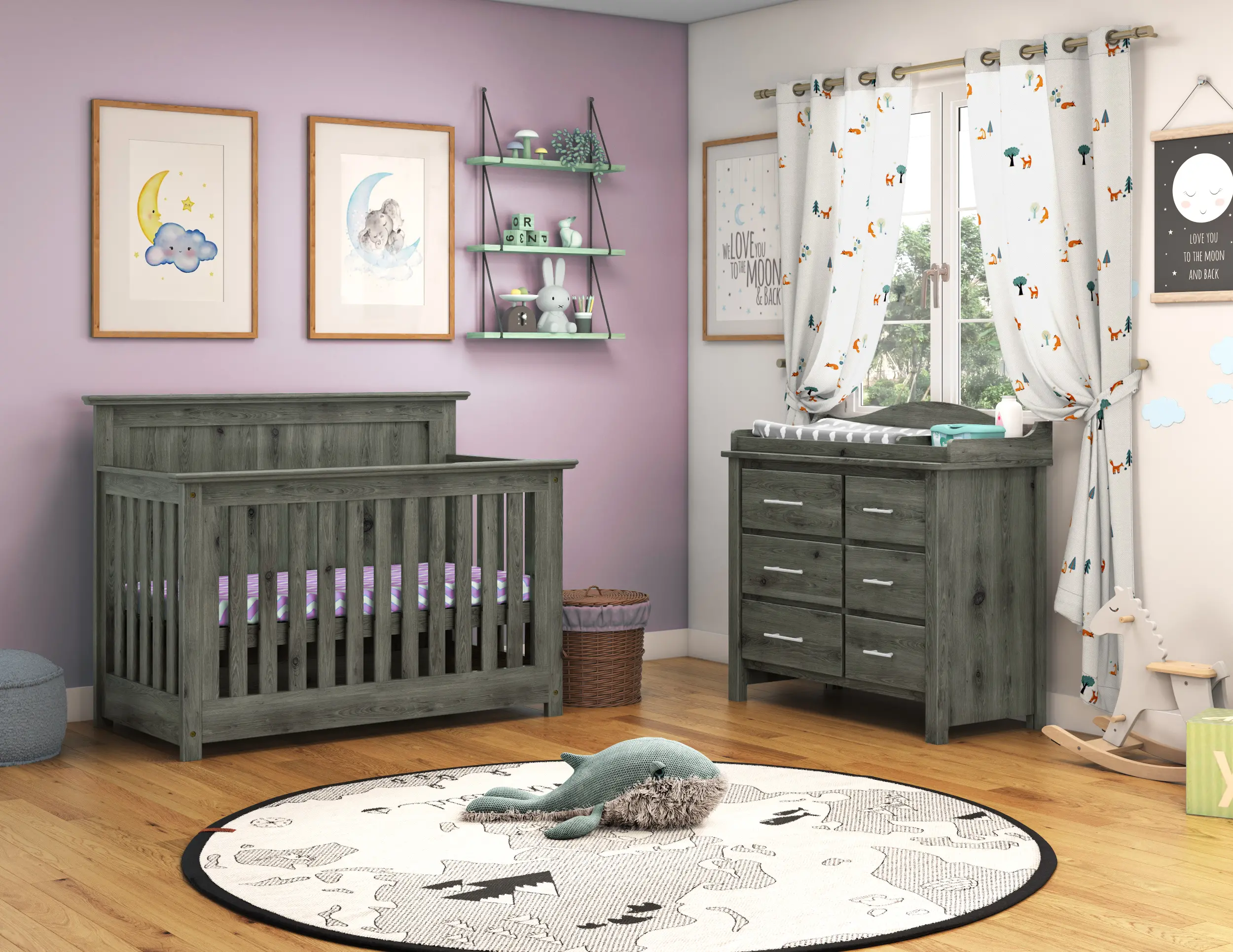 B-Two Rustic Gray Quinn Crib-2