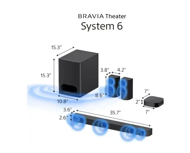HTS60 Sony Black BRAVIA Theater System 6 5.1‑Channel Home Theater System – Dolby Atmos/DTS:X-3