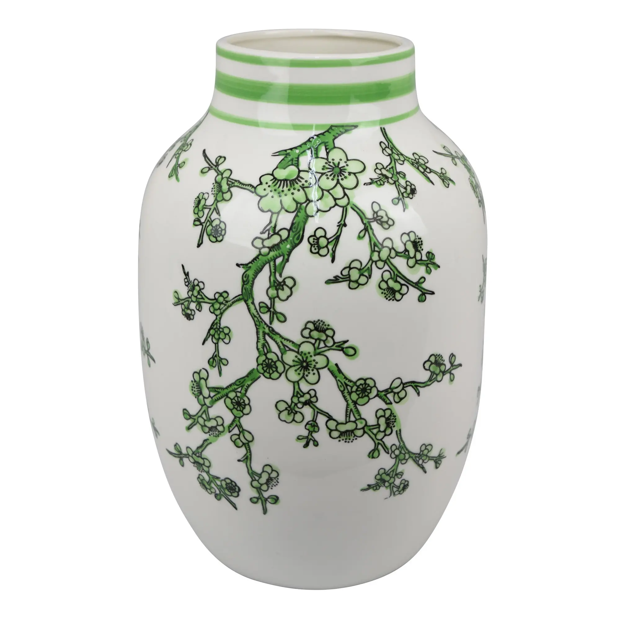 11.75 White and Green Floral Vase-1