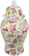 16.5 Pink and Yellow Floral Jar with Lid