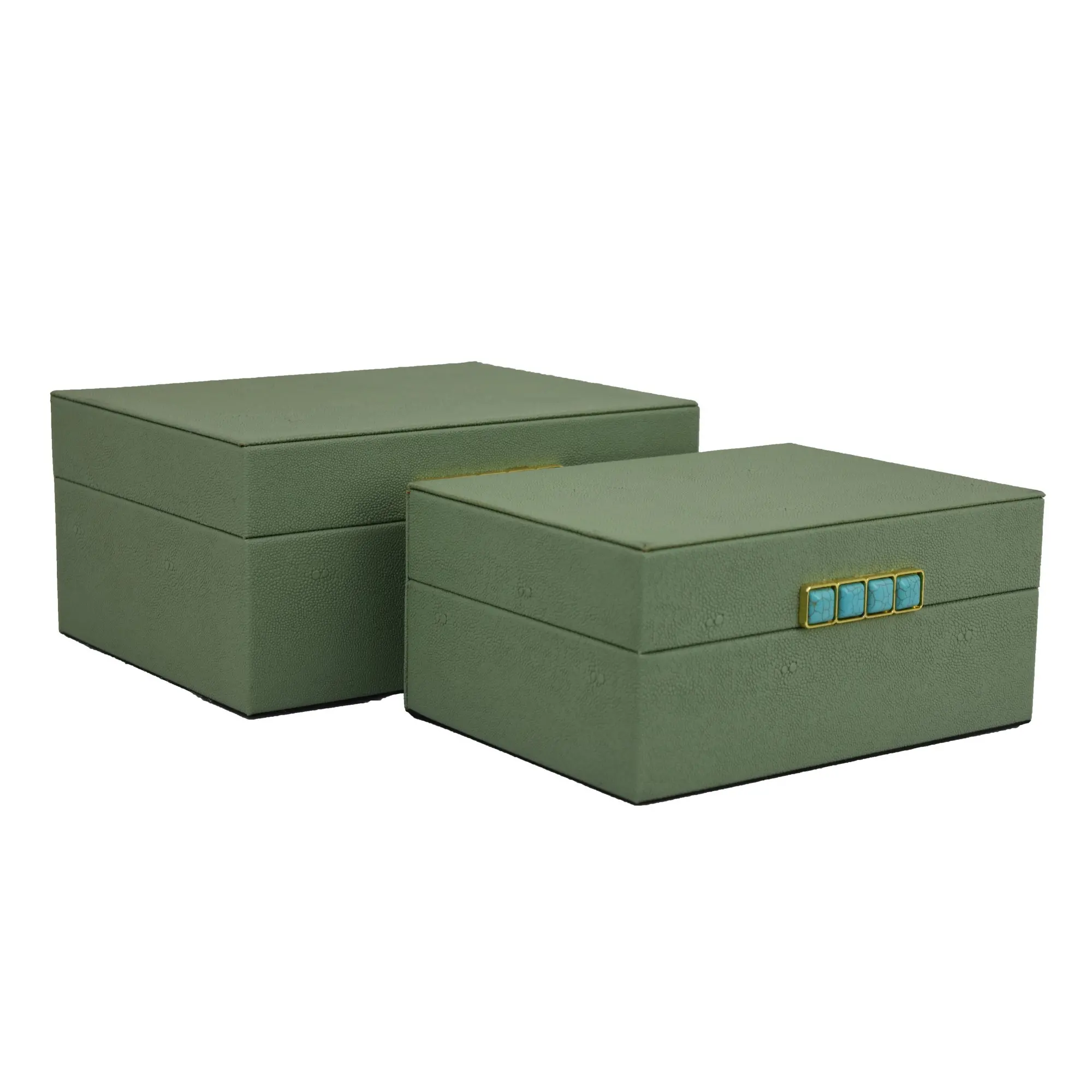 Medium Decorative Green Box with Turquoise Handle-1