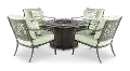 KIT:5PC-THURSTON-FP-CLB Thurston 5 Piece Gray and Green Firepit and Club Chair Patio Set
