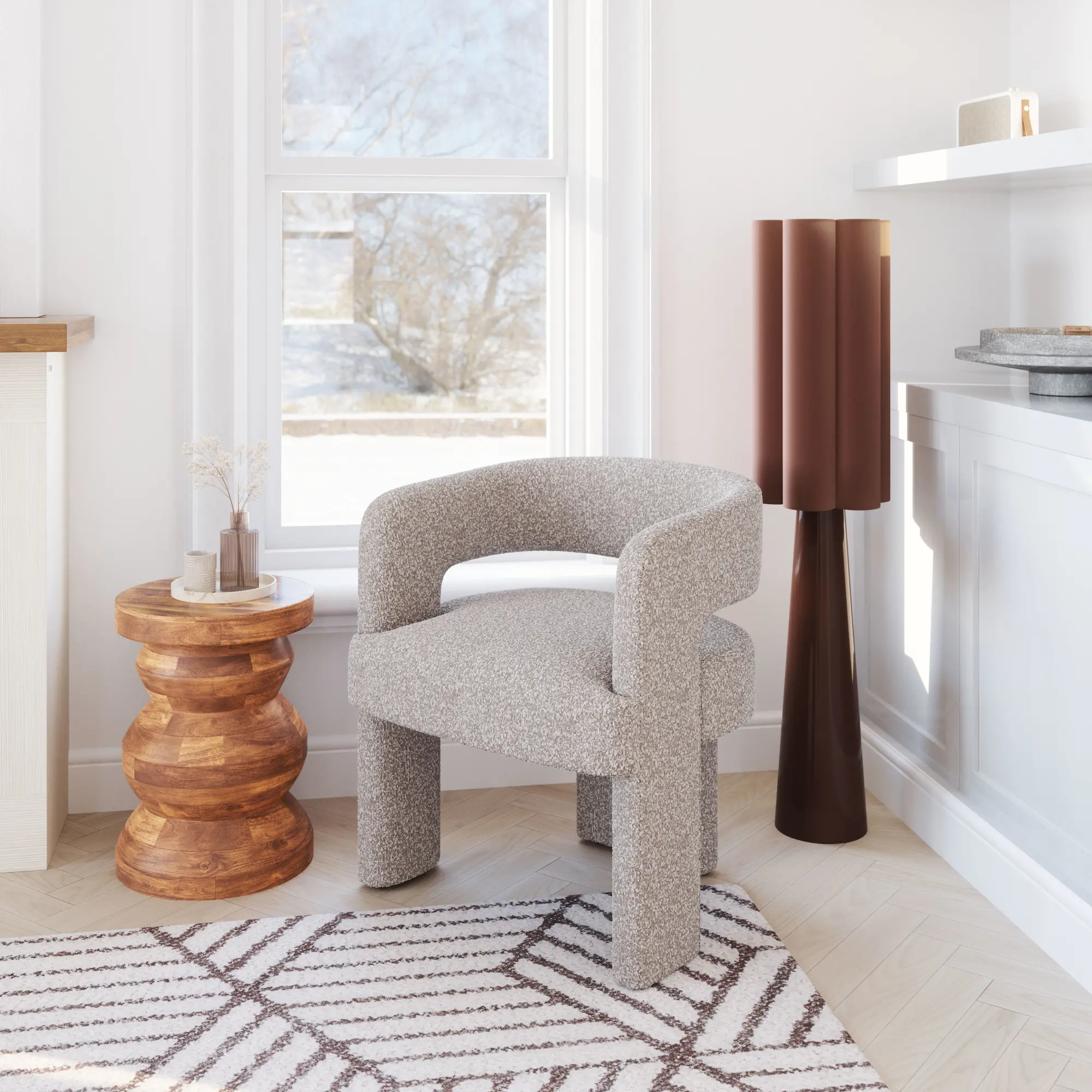 Jade Sandy Beige Boucle Accent Chair-2